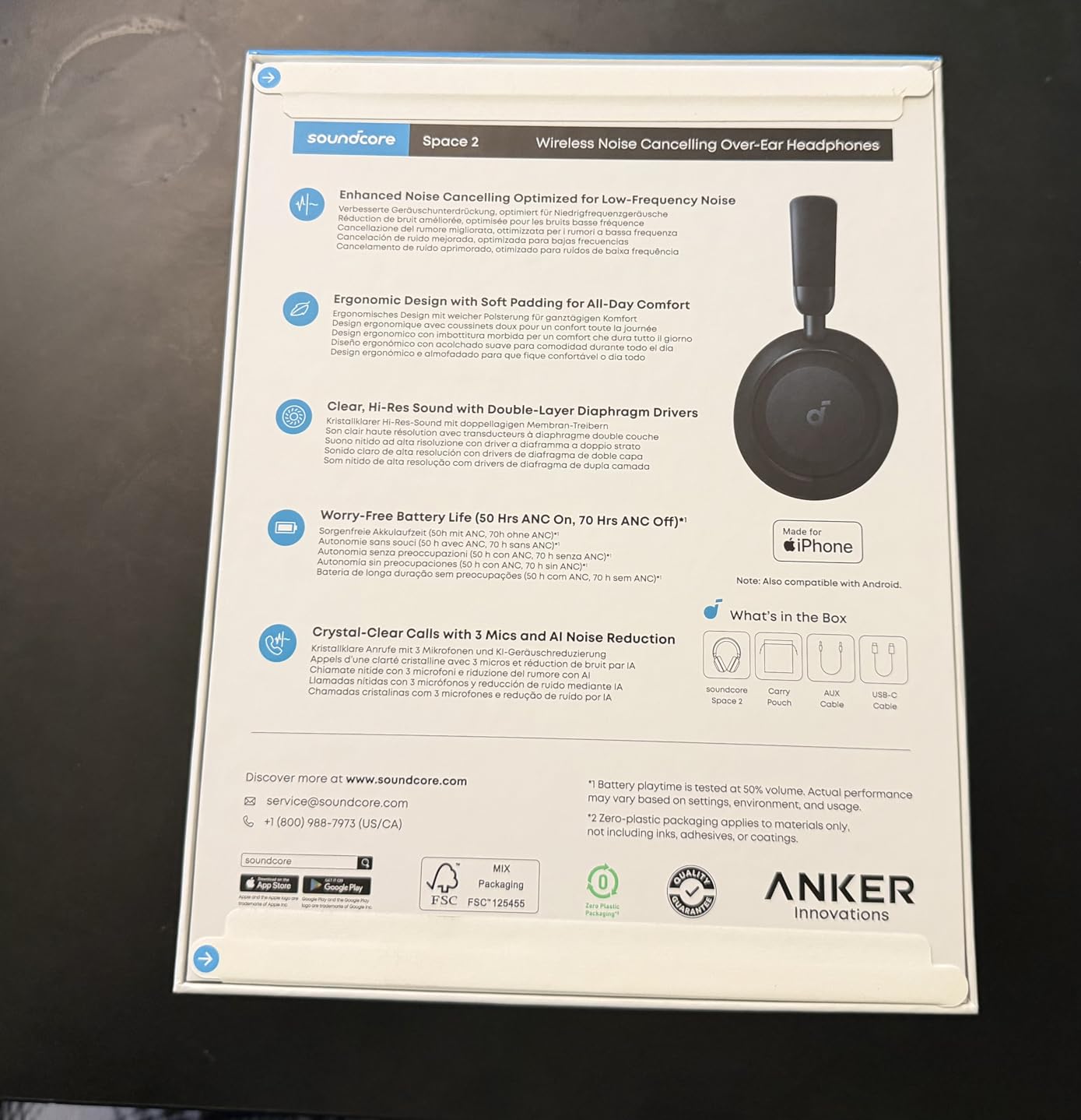 Soundcore Anker Space 2 Bluetooth 6.1 Over-Ear Headphones, Travel-Ready | Active Noise Cancelling, 50H Playtime, LDAC Hi-Res, Dual Connection, Clear Calls, Nap Mode, Wearing Detection, Fast Charging customer photo 1