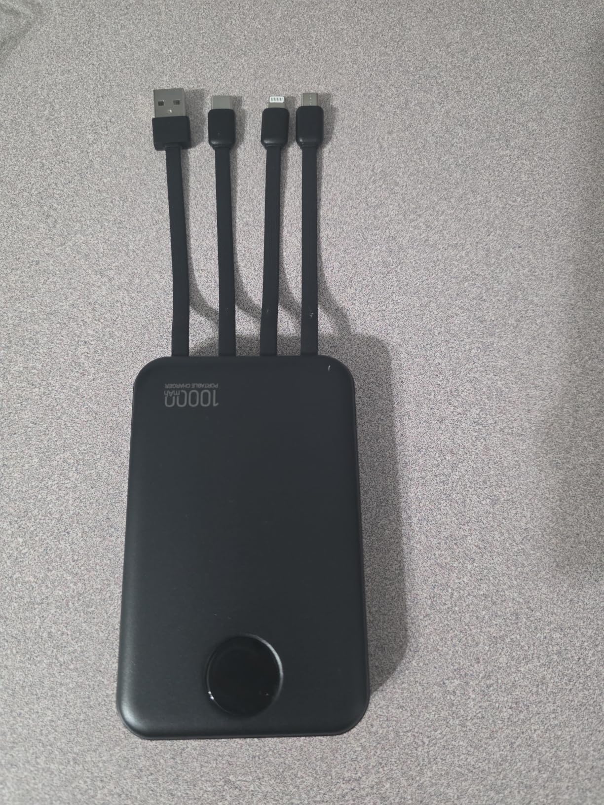 Portable Charger 10000mAh with 4 Built-in Cables 40% Smaller | Power Bank Fast Charging Battery Pack, LED Display Compact with Travel Charger for iPhone Other Devices-Black customer photo 2