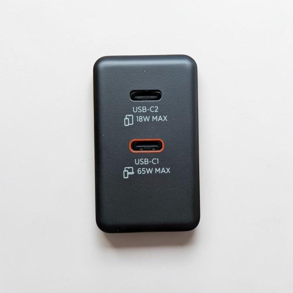 Lenovo Dual USB-C 65W GaN Charger, 2 USB-C Ports, for Laptops/Tablets & Phones & More, Compact Size, Foldable Plug, Includes 1.5m USB C Cable, Model/Type: CC65, Black customer photo 1