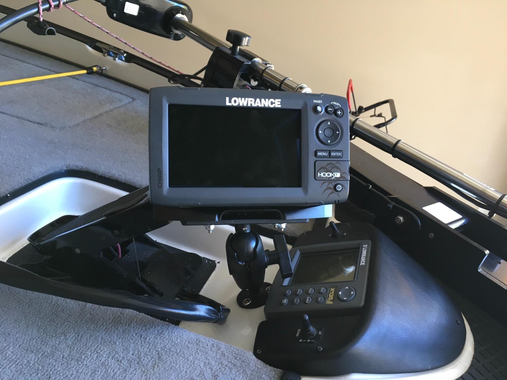 RAM MOUNTS Fish Finder and GPS Mount with Medium Arm, Drill-Down Base | Marine electronics mount with AMPS plate, B Size 1
