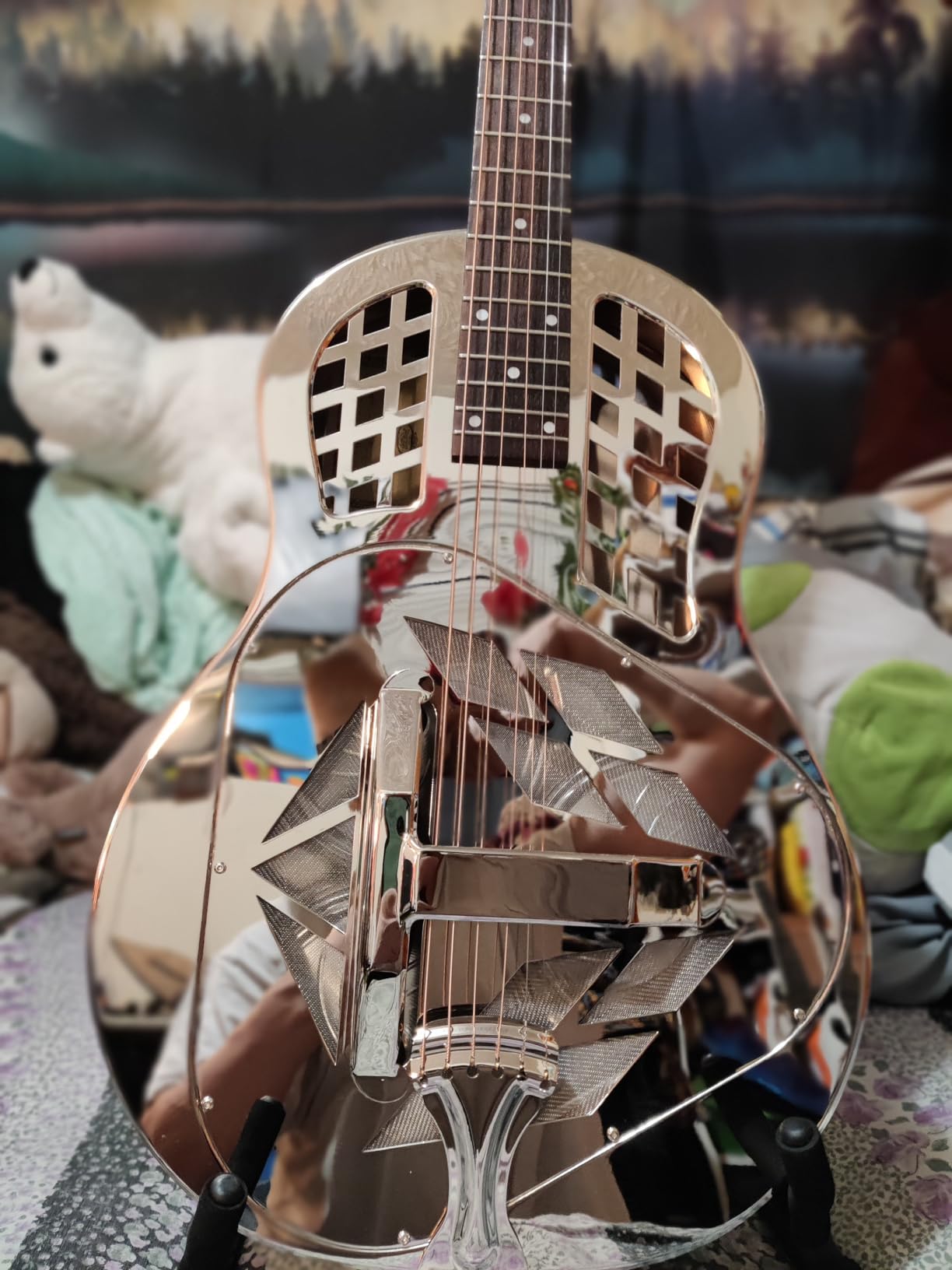 Regal RC-51 Tricone Resophonic Guitar - Nickel-Plated Brass Metal Body - 12th Fret Neck - Vintage Tone & Sustain - Rock Maple Saddle & Bone Nut customer photo 2