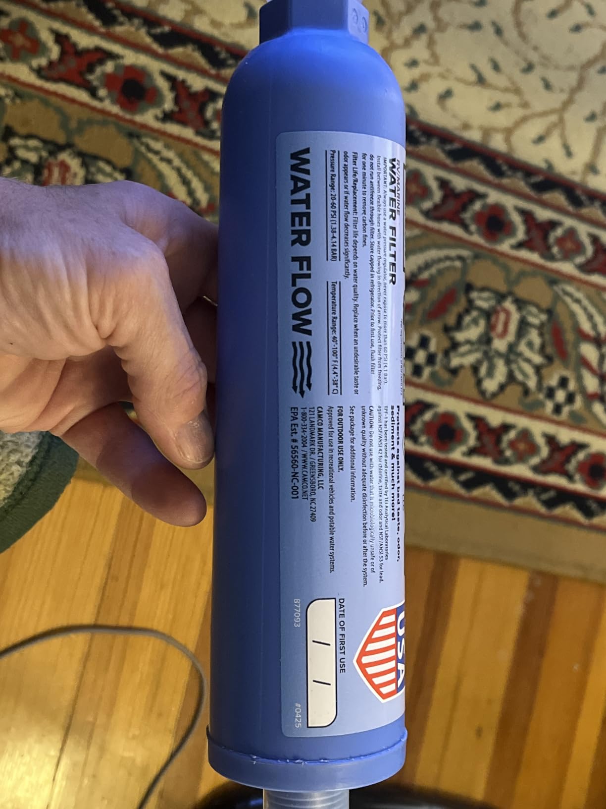 Camco Tastepure RV Water Filter - GAC & KDF Filtration - Made in the USA | Advanced RV Inline Water Filter with Flexible Hose Protector - Camping Essentials for Fresh Drinking Water (40043) customer photo 1