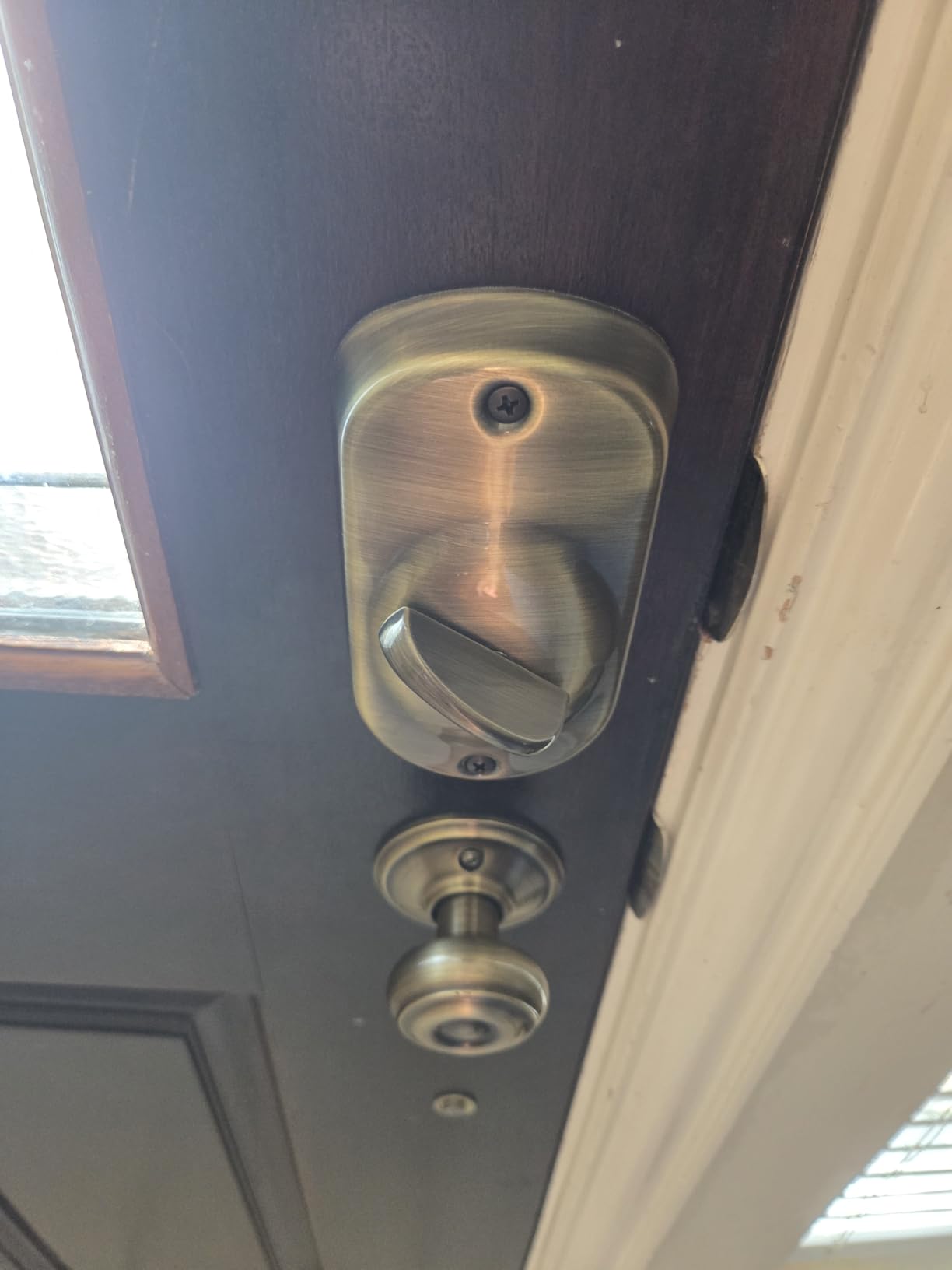 Schlage Electronic Keypad Deadbolt Lock, Camelot Trim, Satin Nickel - Keyless entry door lock, Push button keypad deadbolt, Key backup included, Certified security, Easy install, BE365 customer photo 1