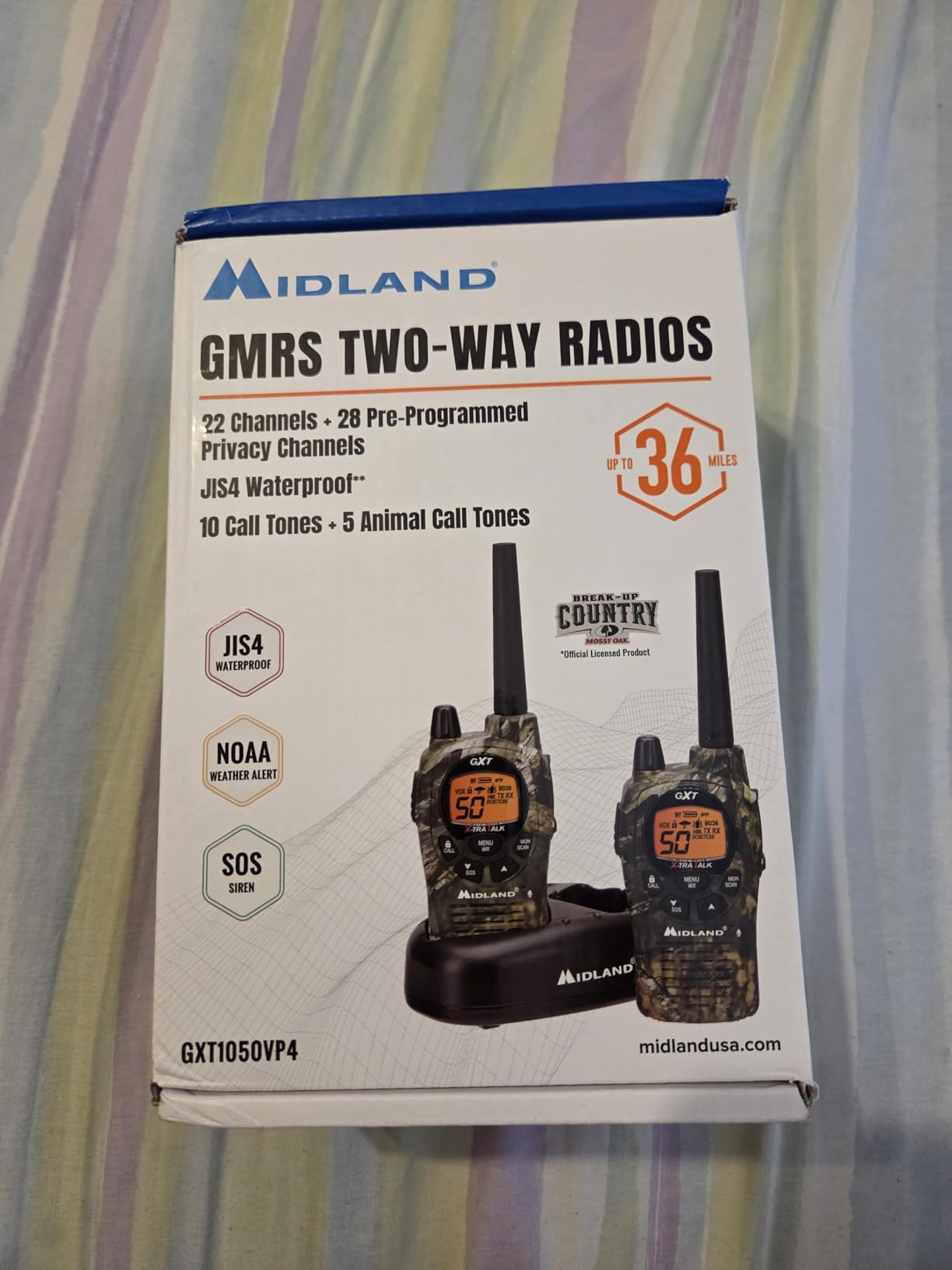 Midland GXT1050VP4 GMRS Two-Way Radio (50-Channel, Long Range, 142 Privacy Codes, SOS, NOAA, Rechargeable Battery, Mossy Oak Camo, 2-Pack) customer photo 2