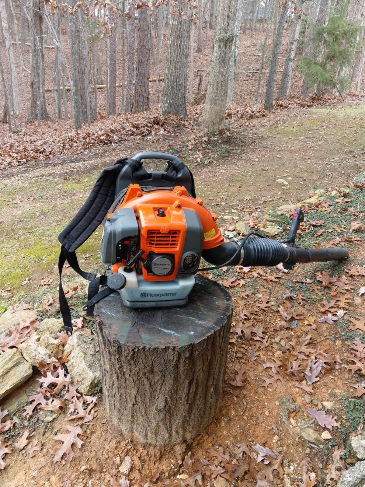 Husqvarna 350BT Gas Leaf Blower, 50.2-cc 2.1-HP 2-Cycle Backpack Leaf Blower with 692-CFM, 180-MPH, 21-N Powerful Clearing Performance and Ergonomic Harness System customer photo 1