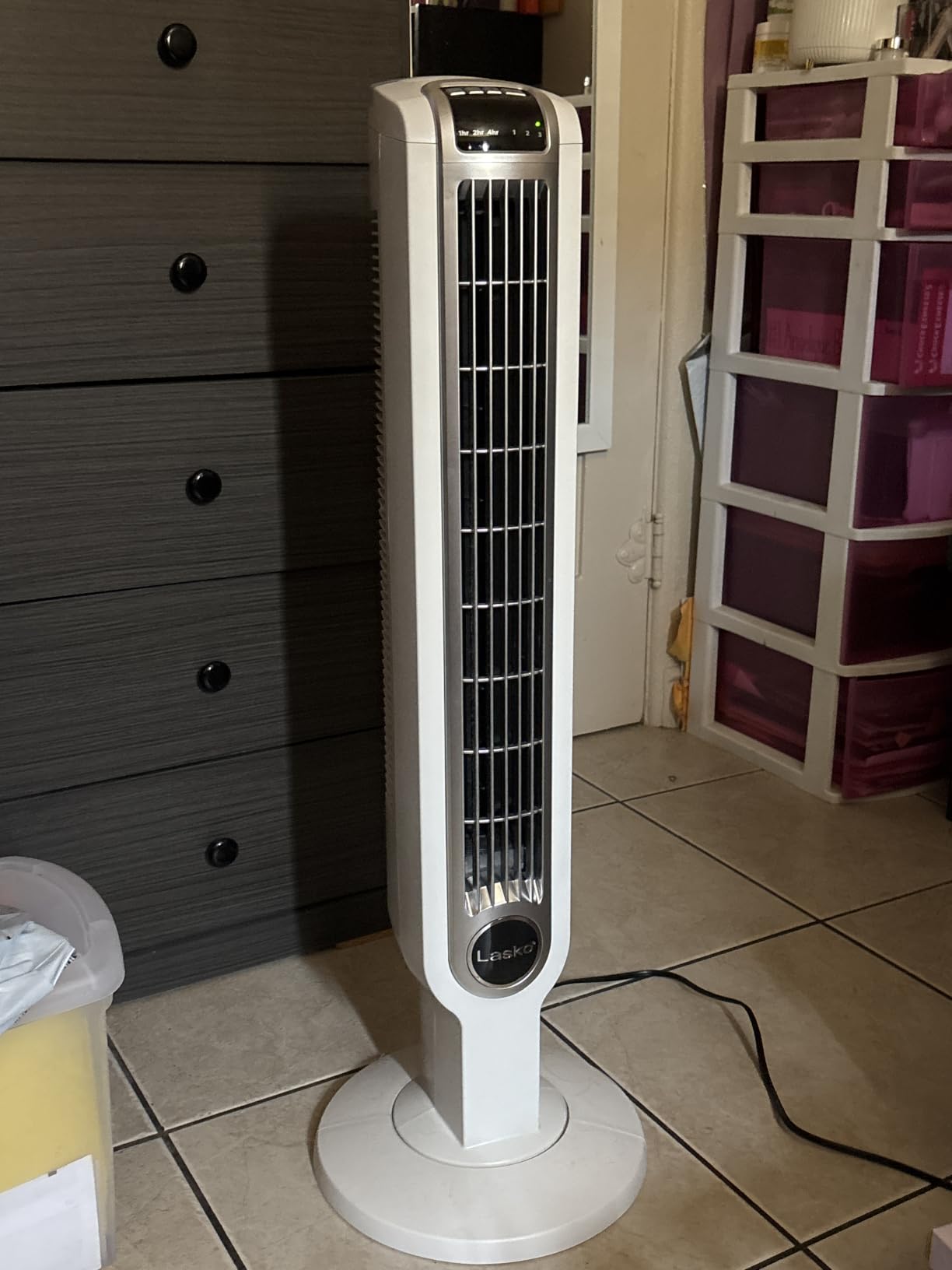 Lasko Oscillating Tower Fan with Remote Control and Timer - Quiet Standing Fan for Bedroom, Office, and Home - 3 Speeds - Powerful Cooling Air - 2511 - 36