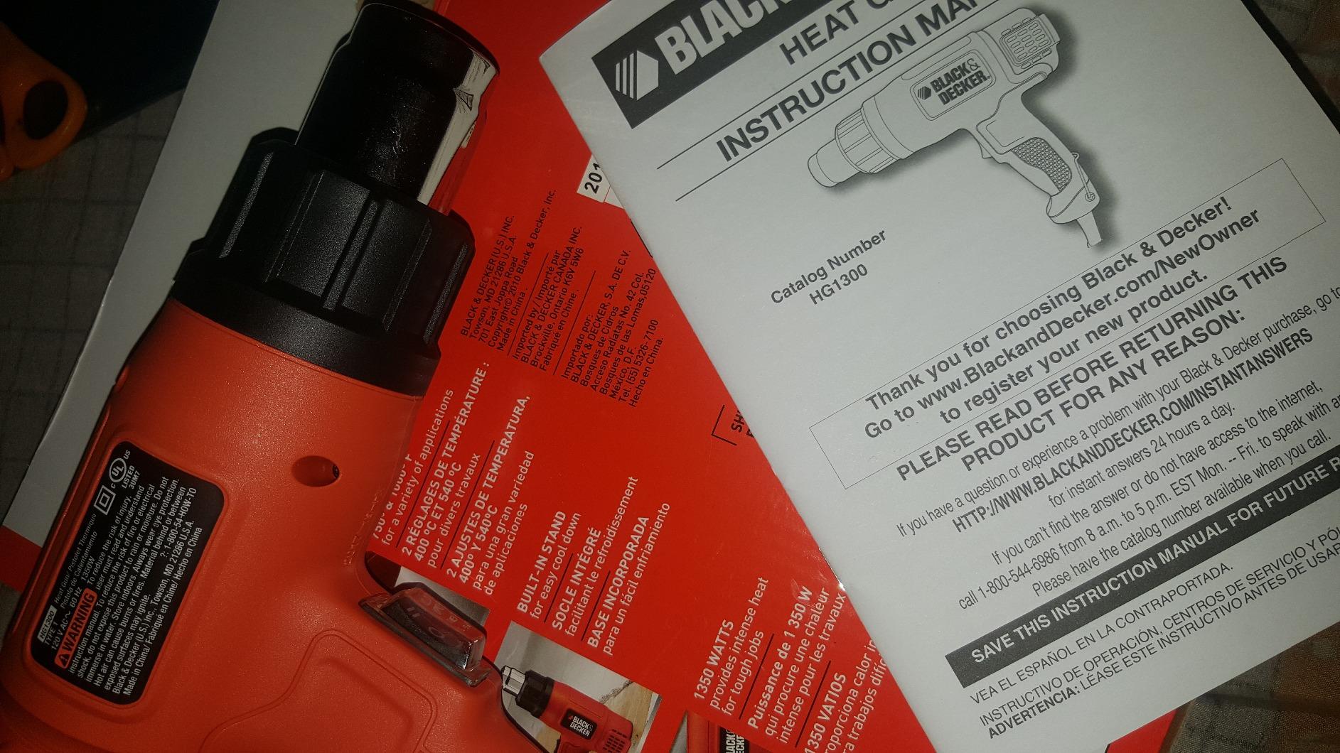 BLACK+DECKER Heat Gun for Crafts, Corded, Dual Heat Settings up to 1000 Degrees, 1350 Watt (HG1300) customer photo 1