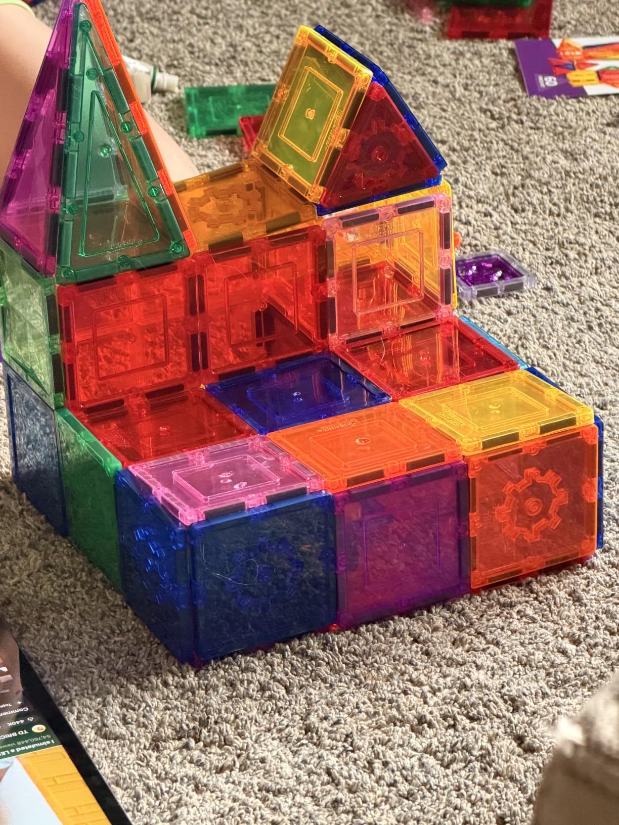 PicassoTiles 100 Piece Magnetic Tiles, Clear 3D Building Blocks for Kids 3+ customer photo 1