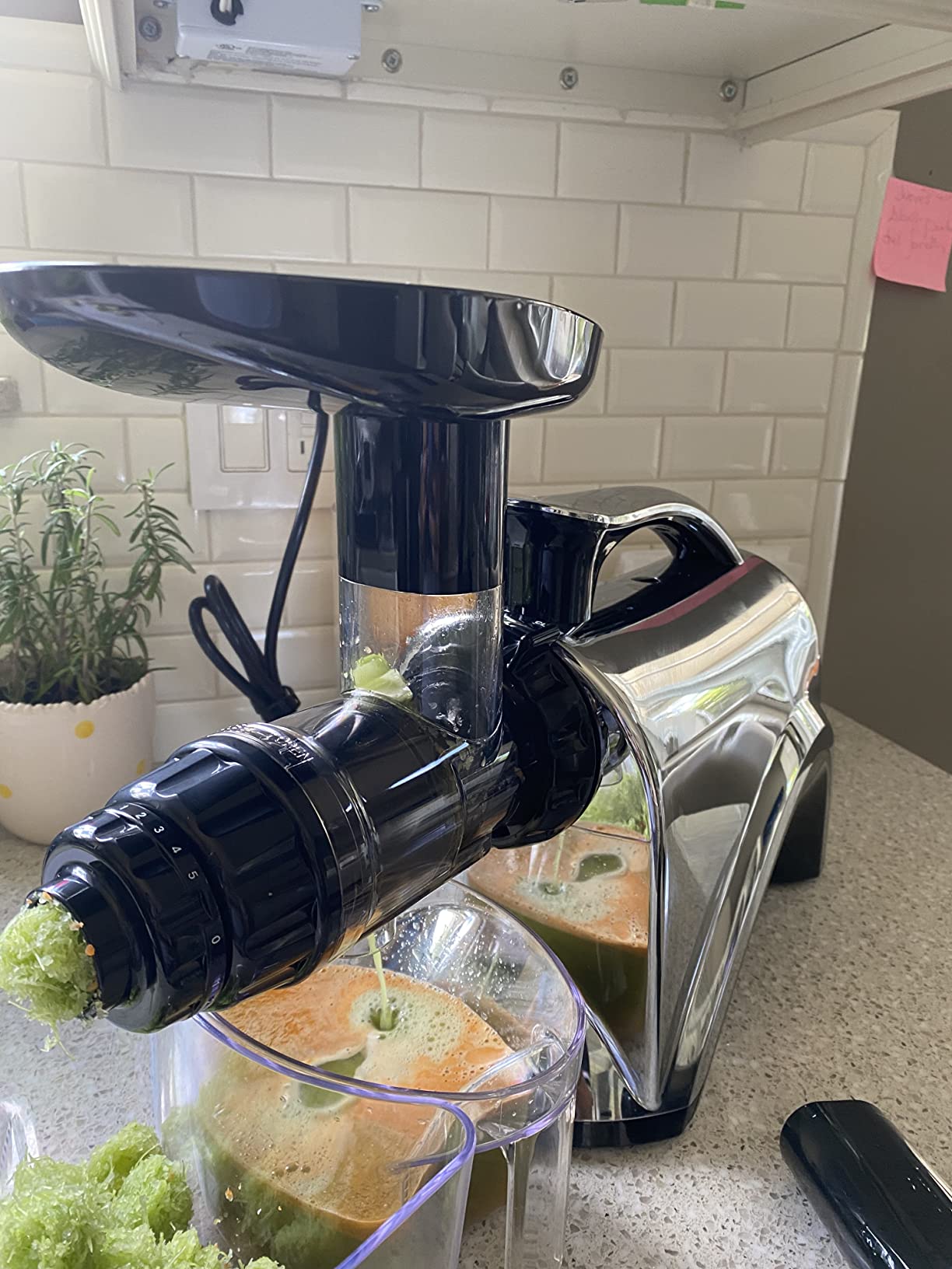 Omega Juicer Premium Vegetable and Fruit Juice Extractor and Nutrition System Makes Nut Milks Baby Food and Sorbets, Adjustable Pressure Settings 80-RPM Slow Masticating Juicer, 150-Watts, Silver customer photo 1