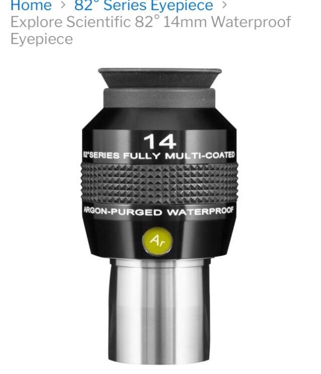 Explore Scientific 82 Degree Waterproof Telescope Eyepiece 14mm Focal Length - Long Eye Relief, Argon-Purged, For Planetary and Deep Sky Observation customer photo 1