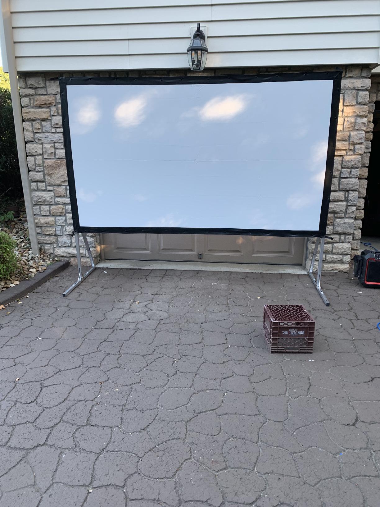 Elite Screens Yard Master Lite, 125-inch Outdoor Projector Screen 16:9 Double Sided Wrinkle-Free Foldable Portable Indoor Movie Projection Screen | US Based Company 2-Year Warranty, OMS125HLITE customer photo 1