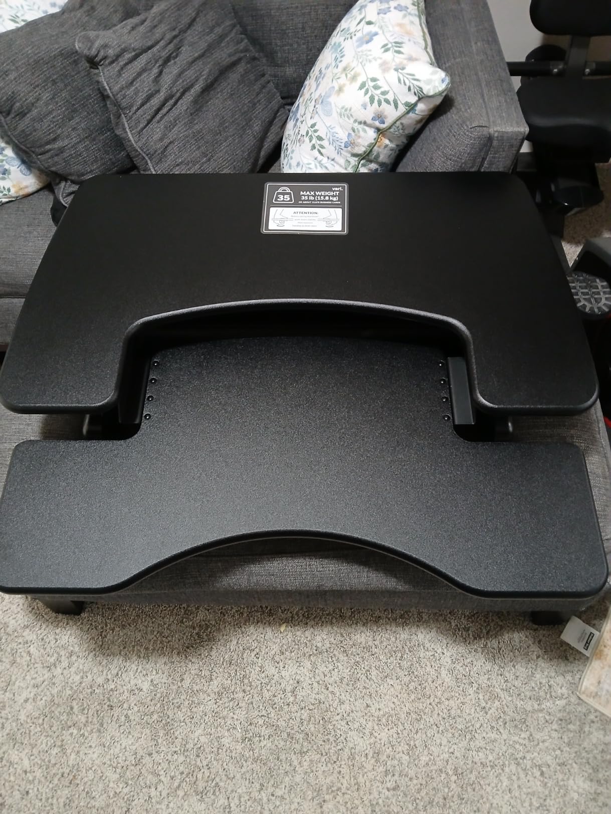 Vari VariDesk Pro Plus 36 - Adjustable Desk Converter with 11 Height Settings - Laptop Sit Stand Desk Riser for Home Office, Table Tops, Workspace - Fully Assembled with Spring Loaded Lift - Black customer photo 1
