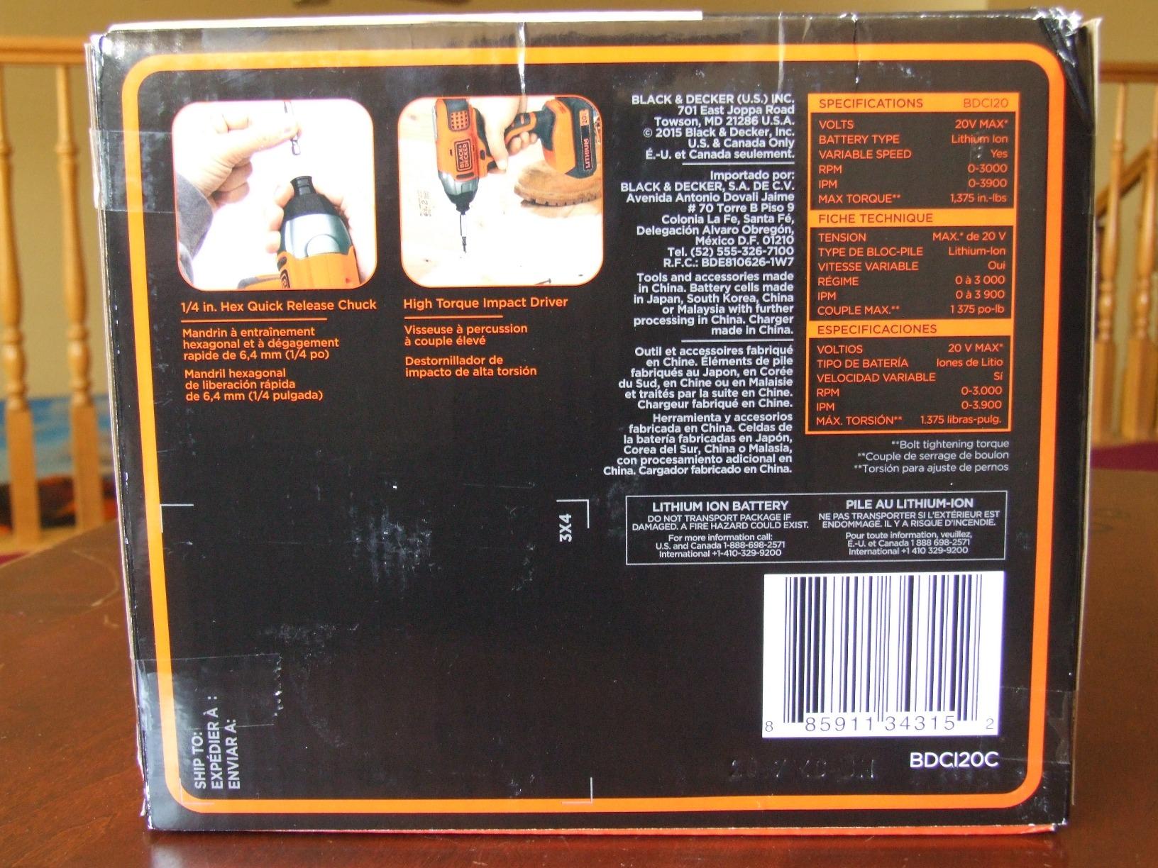 BLACK+DECKER 20V MAX* POWERCONNECT 1/4 in. Cordless Impact Driver Kit (BDCI20C) customer photo 1