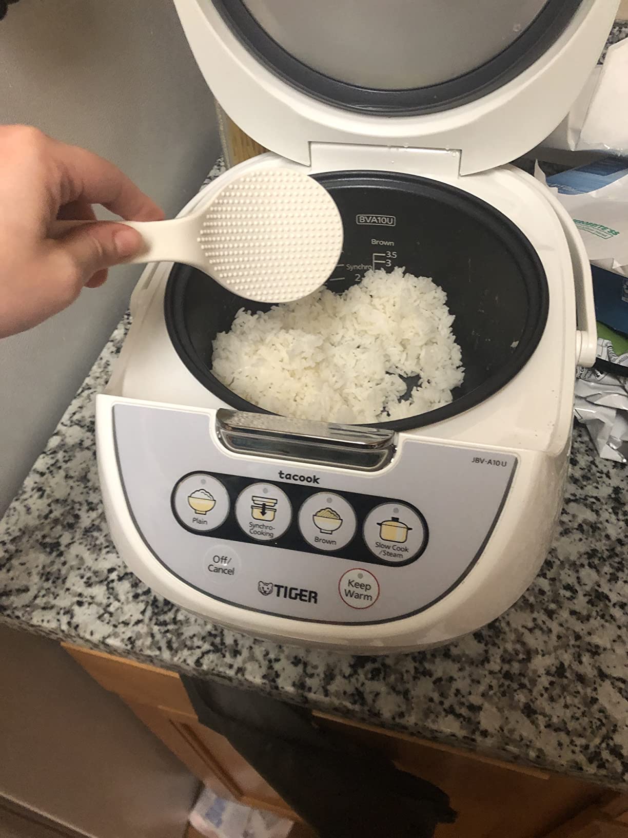 Tiger JBV A10U 5.5 Cup Micom Rice Cooker with Tacook (White) | Tacook steamer tray customer photo 2