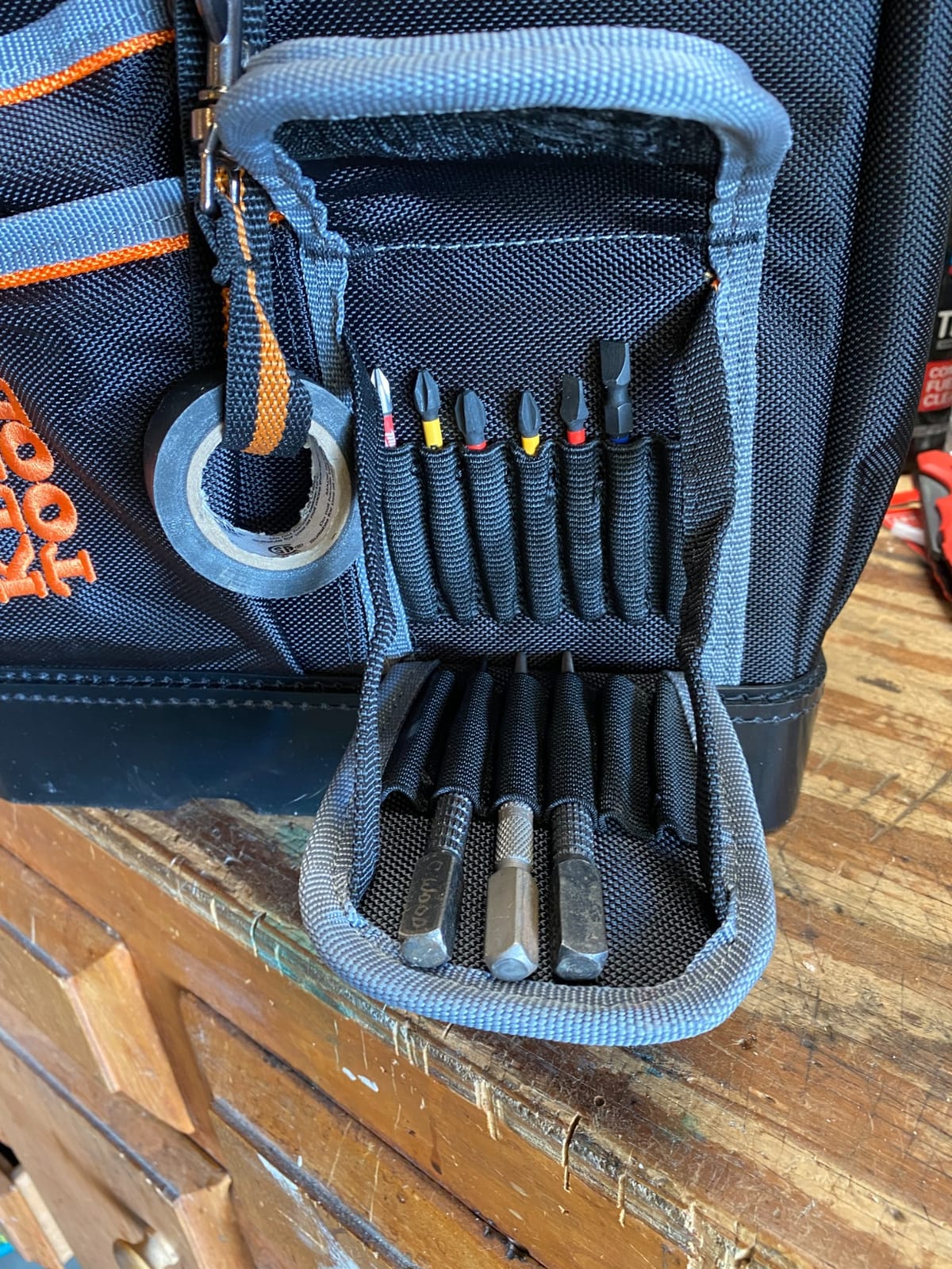 Klein Tools 5541610-14 Tool Bag with Shoulder Strap Has 40 Pockets for Tool Storage and Orange Interior customer photo 2