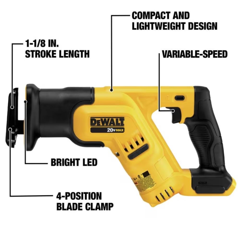 DEWALT 20V MAX Cordless Reciprocating Saw, Compact, Variable Speed, LED Light, Bare Tool Only (DCS387B) customer photo 1