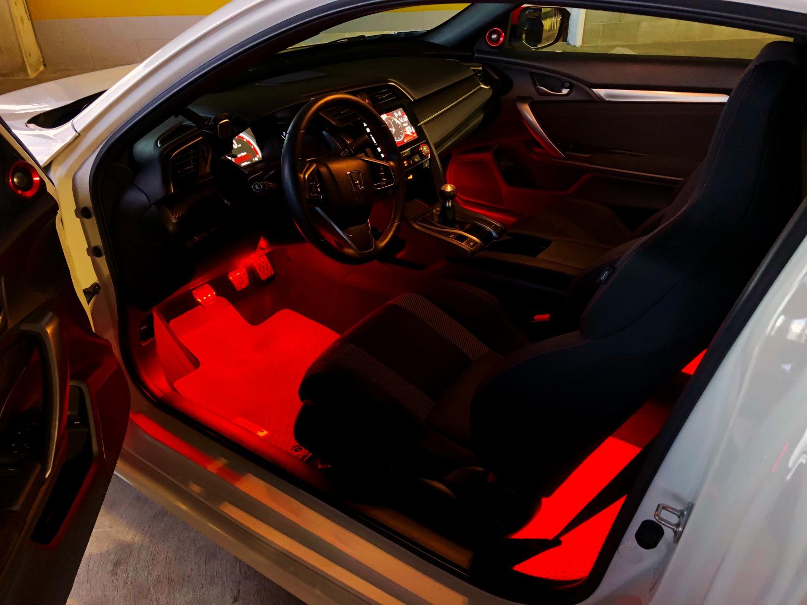 OPT7 Aura RGB Interior Car Lights with Remote Control, 4PC LED Strips Kit | Interior Ambient Glow, Sound Sync Lighting, 12V Car Charger, Flexible Light Strips, SUV Under Dash Decoration customer photo 1