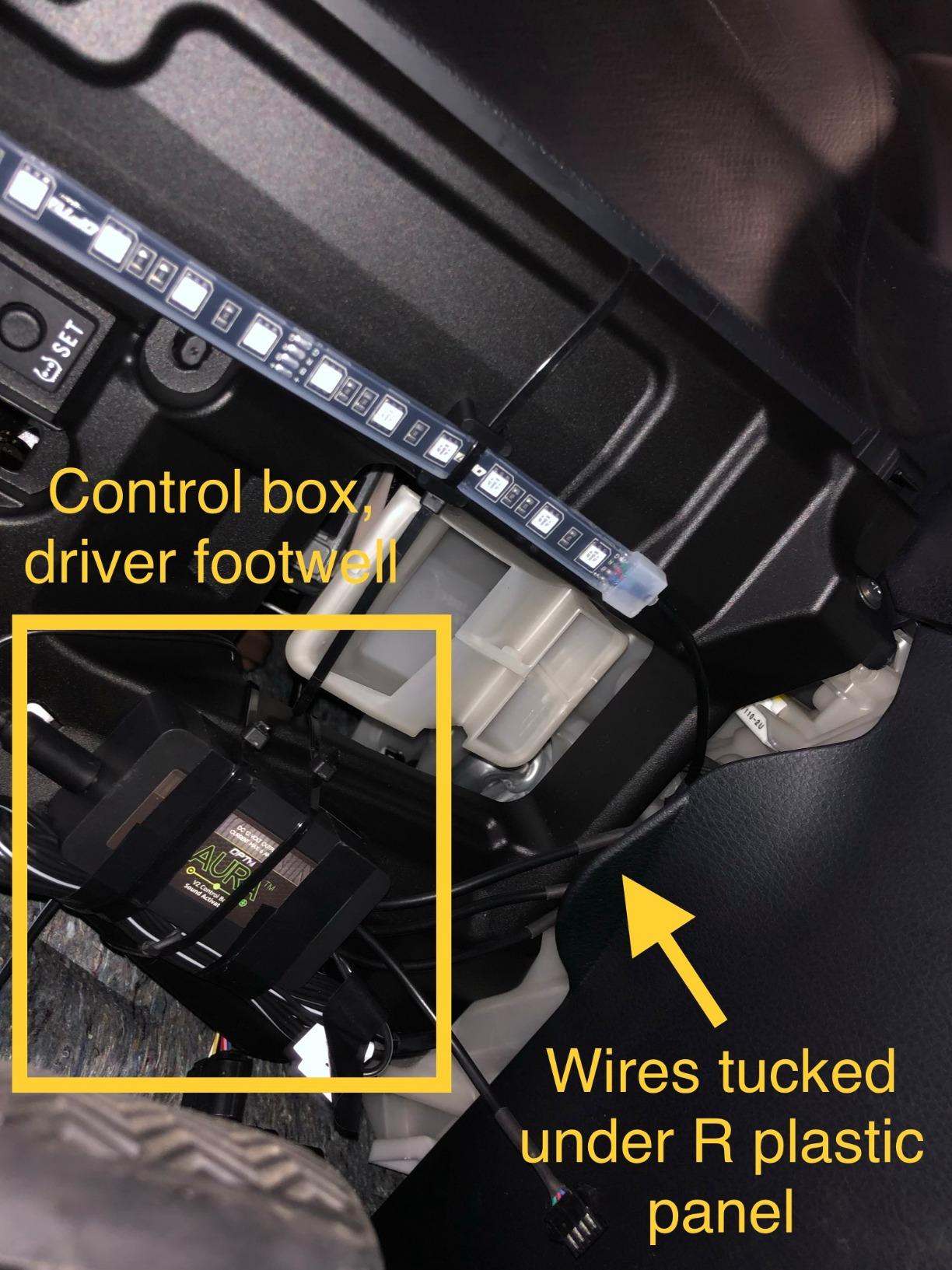 OPT7 Aura RGB Interior Car Lights with Remote Control, 4PC LED Strips Kit | Interior Ambient Glow, Sound Sync Lighting, 12V Car Charger, Flexible Light Strips, SUV Under Dash Decoration customer photo 2