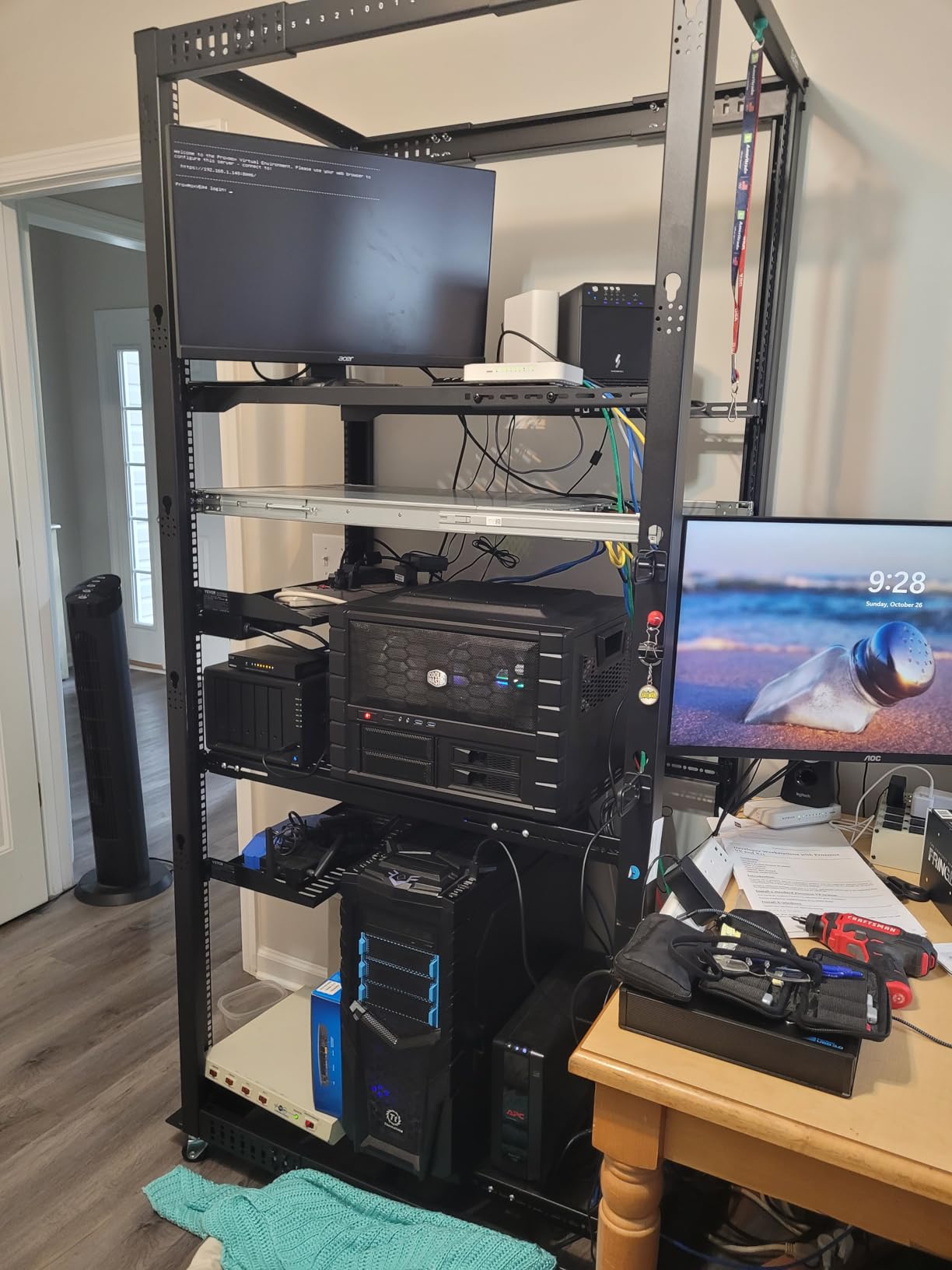 StarTech 12U 4-Post Server Rack, 19in Open Frame Rack with 40in (101cm) Mounting Depth and 1200lb (544kg) Weight Capacity, Mobile or Floor Mount IT Rack | Adjustable 22-40in/101cm depth, Cold-rolled steel, Casters/leveling feet, 25in high, IT rack, Cage nuts customer photo 2