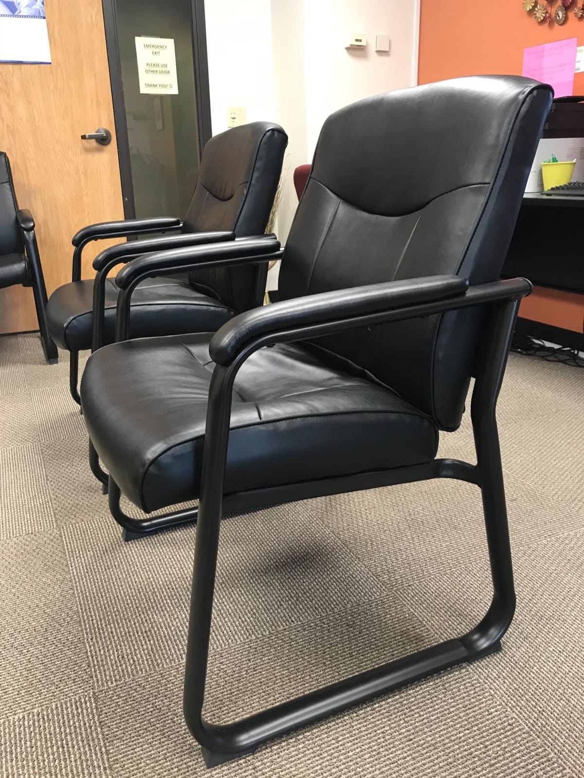 Flash Furniture Hercules LeatherSoft Reception Side Chair, Black | Lumbar Support, Sled Base, Commercial Grade customer photo 1