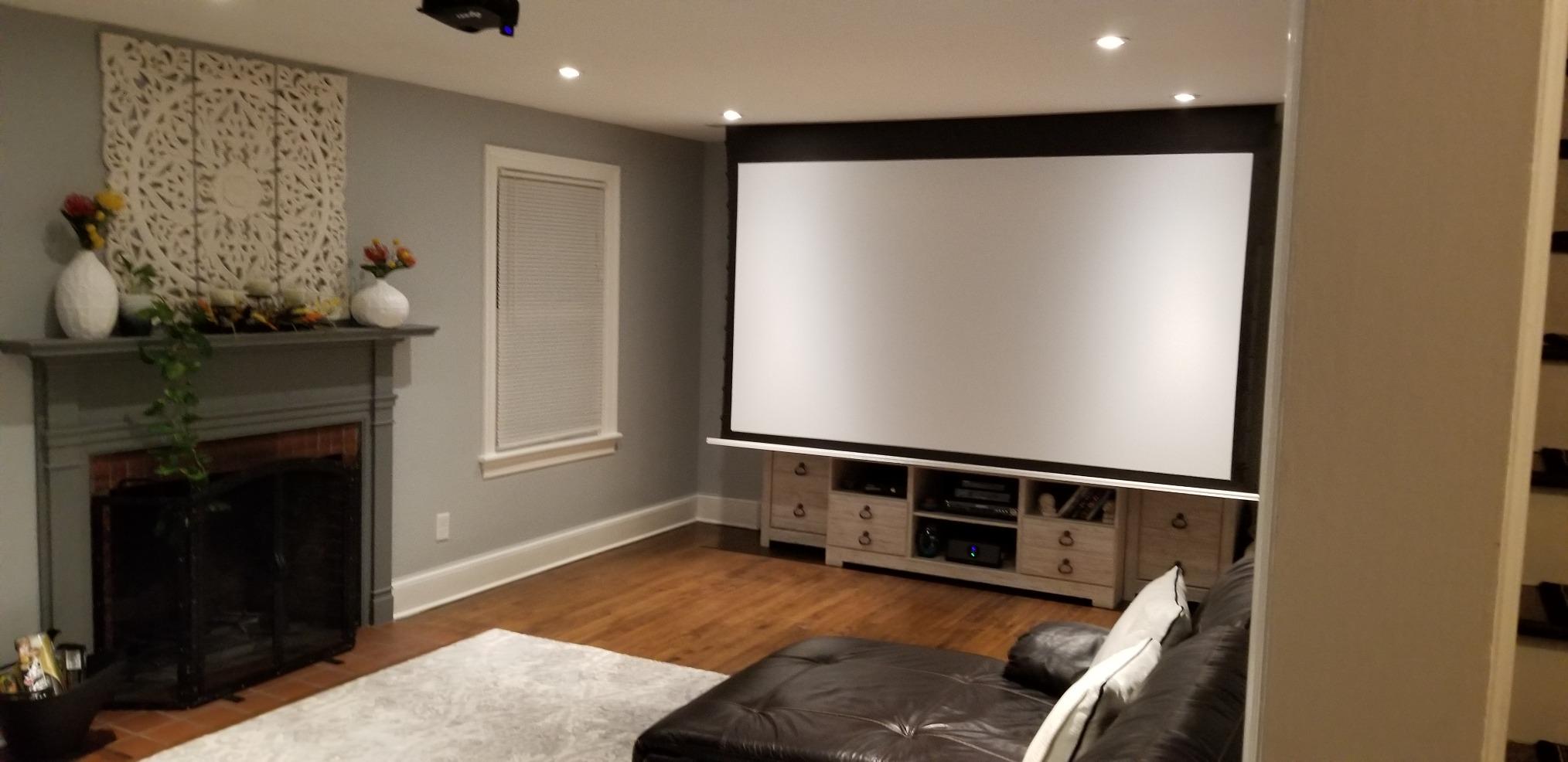 Elite Screens Evanesce Tab-Tension B, 110-inch 16:9, 4K / 8K HD, Recessed in-Ceiling Electric Tab Tensioned Projector Screen, Matte White Projection Screen Surface Programmed Remote Kit, ETB110HW3-E8 customer photo 1