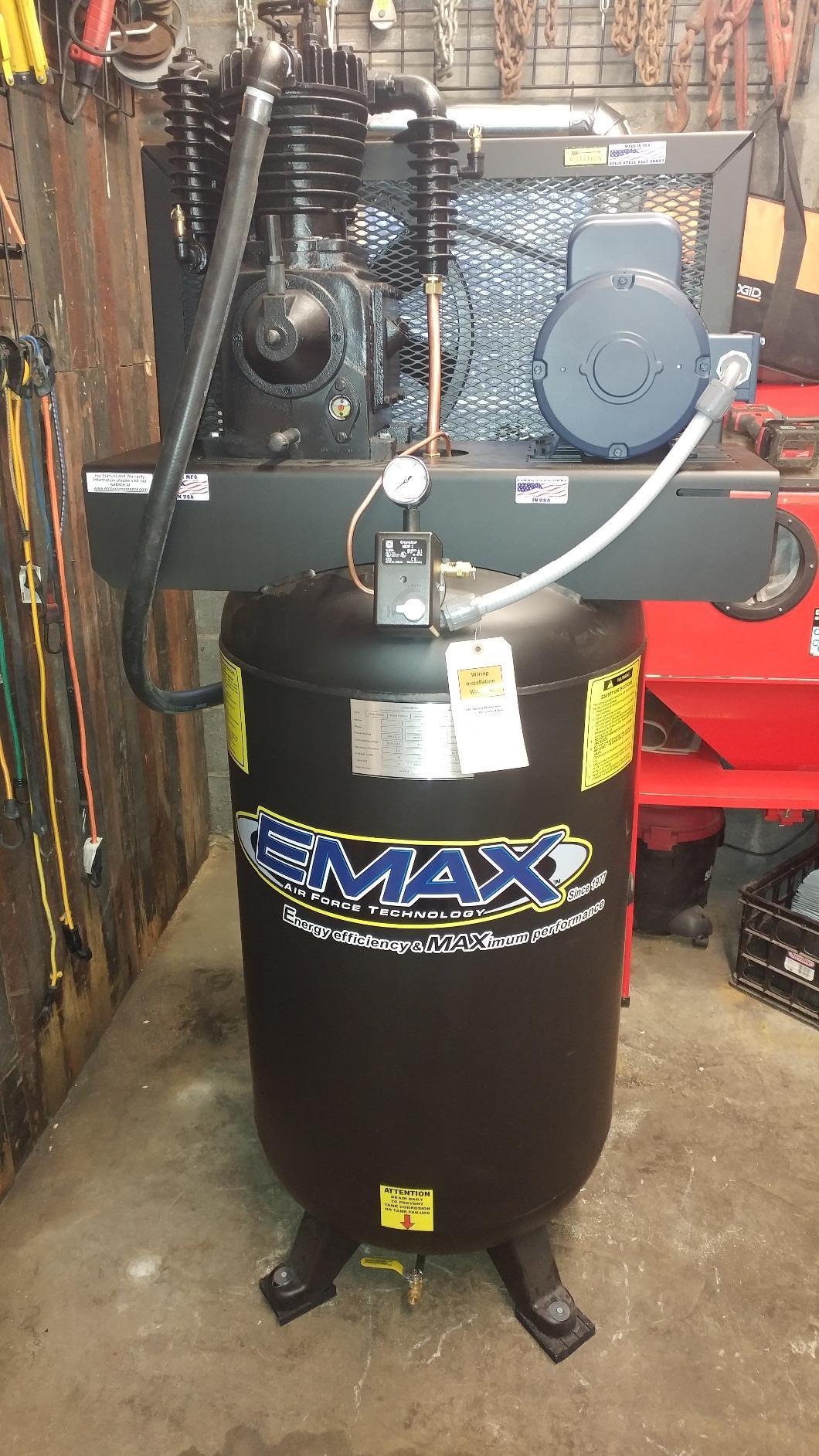 EMAX 80 Gal E350 Stationary Air Compressor, 5 HP, 19 CFM at 100 PSI | 2 Stage Silent Air System, Pressure Lubricated Pump, Quiet Operation With Silent Air System, Built For Long Life customer photo 2