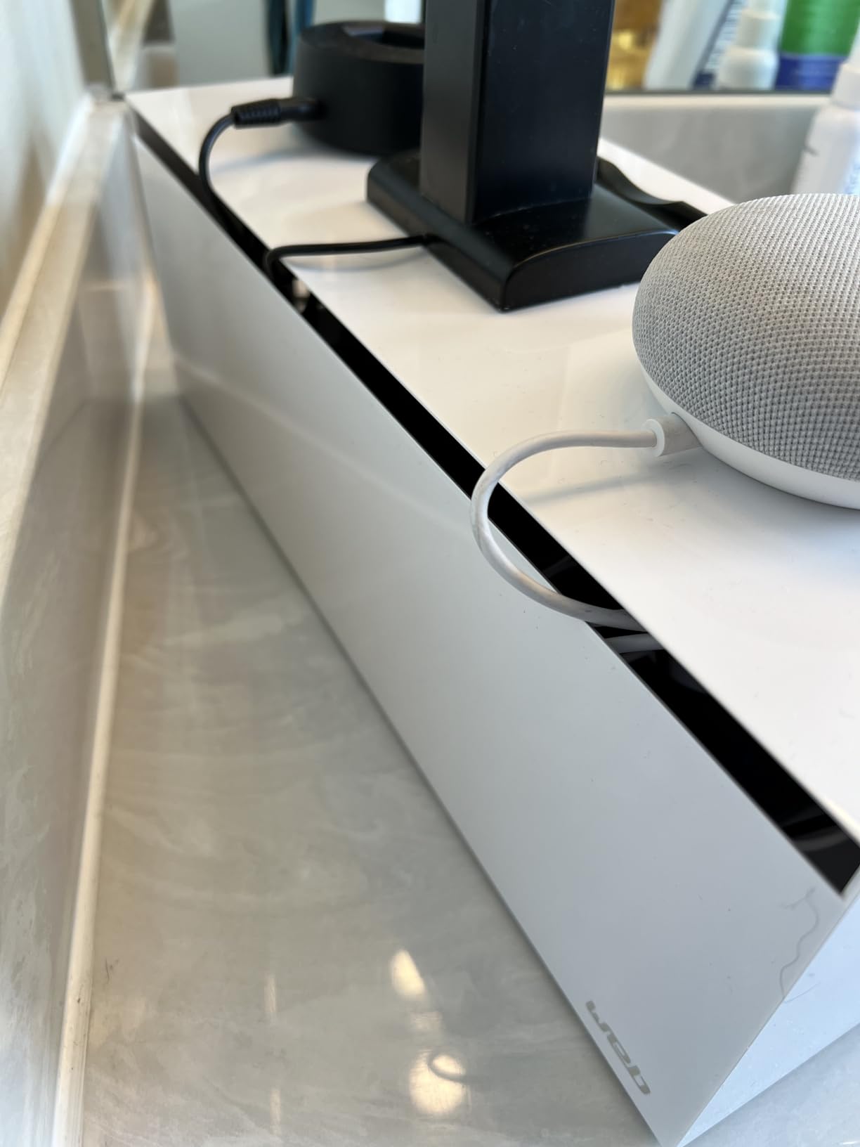 Yamazaki Home Cable Management Box - Cord Organizer Box with Lid, Minimalist Cable Storage for Office, ABS Plastic, White customer photo 1