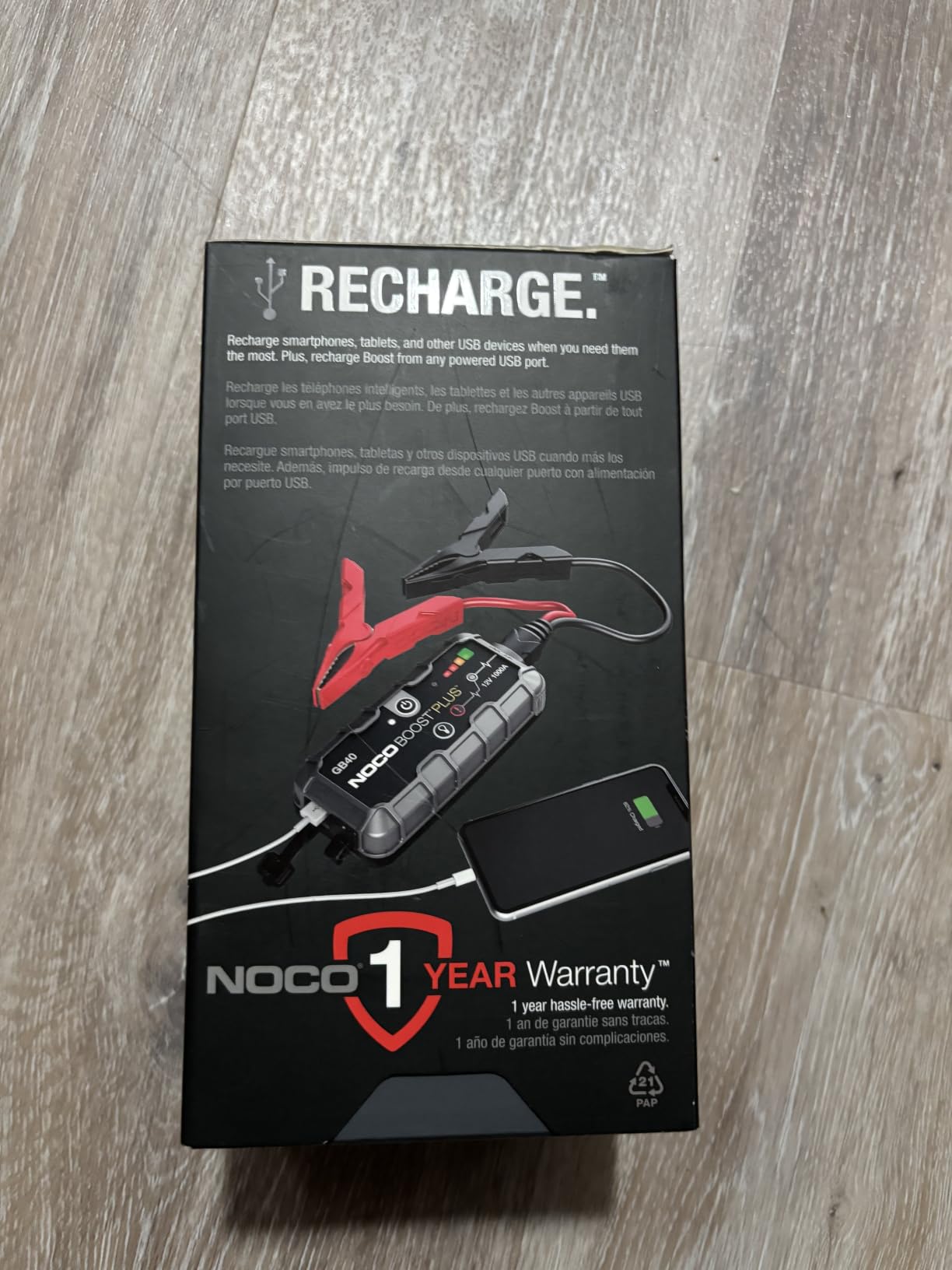 NOCO Boost GB40 12V 1000A UltraSafe Portable Lithium Jump Starter | Spark-Proof + Reverse Polarity Protection - Power Bank - 100-Lumen LED Flashlight - For 6.0L Gas and 3.0L Diesel Engines customer photo 1