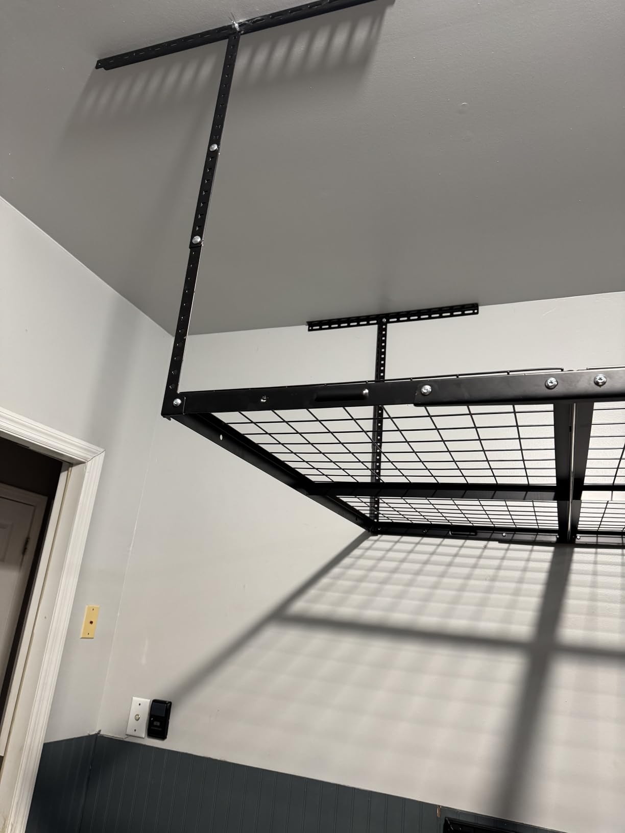 FLEXIMOUNTS 4x8 Overhead Garage Ceiling Storage Rack Organization, Black | 750lbs Weight Capacity, 22
