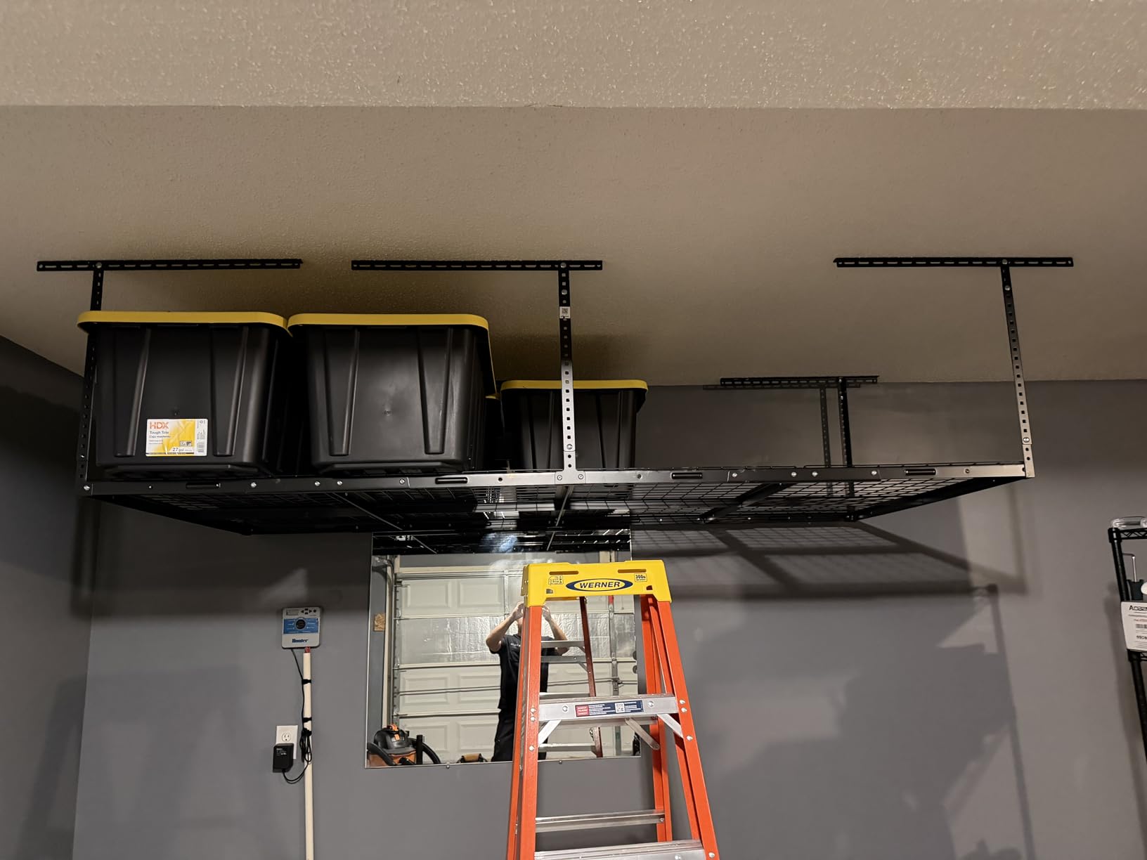 FLEXIMOUNTS 3x6 Overhead Garage Storage Adjustable Ceiling Rack, Black | 450lbs Weight Capacity, 22