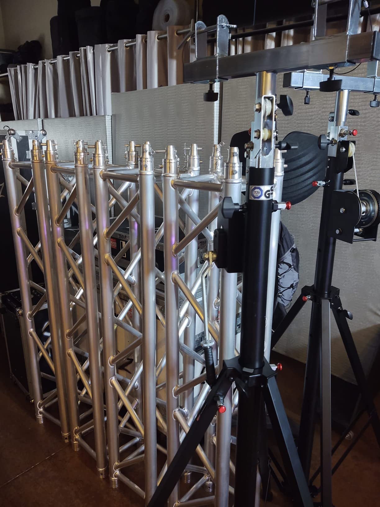 Two (2) xTRUSS 14FT LIGHTING CRANK STANDS UNIVERSAL T ADAPTER HEAVY DUTY DJ PA CLUB customer photo 2