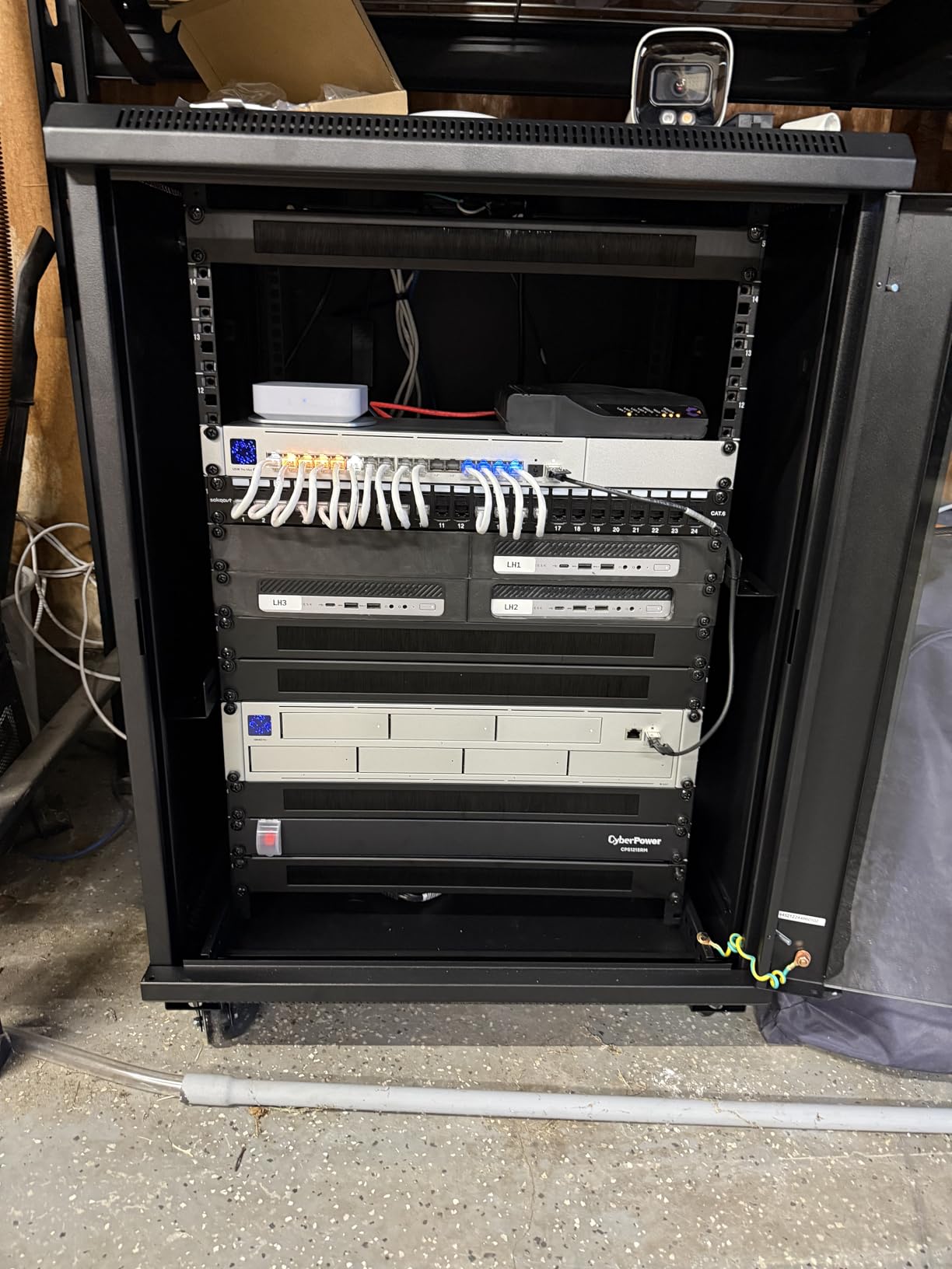 NavePoint 15U Server Cabinet Wall Mount Rack Enclosure with Caster Wheels, 2 Fans, Locking Glass Door, Removable Side Panels - 15U Network Cabinet 23.6