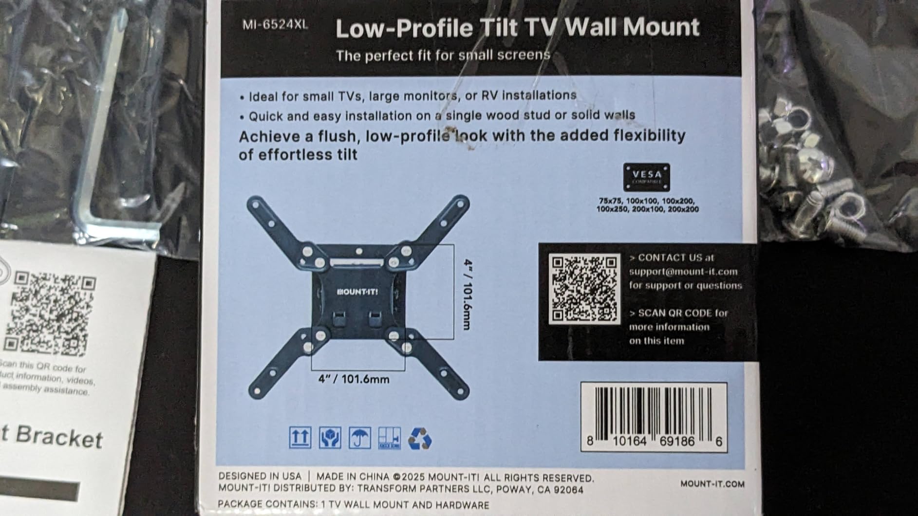 Mount-It! Tilting TV Wall Mount for 24-32 Inch TVs Quick Release | Low-profile 1.65