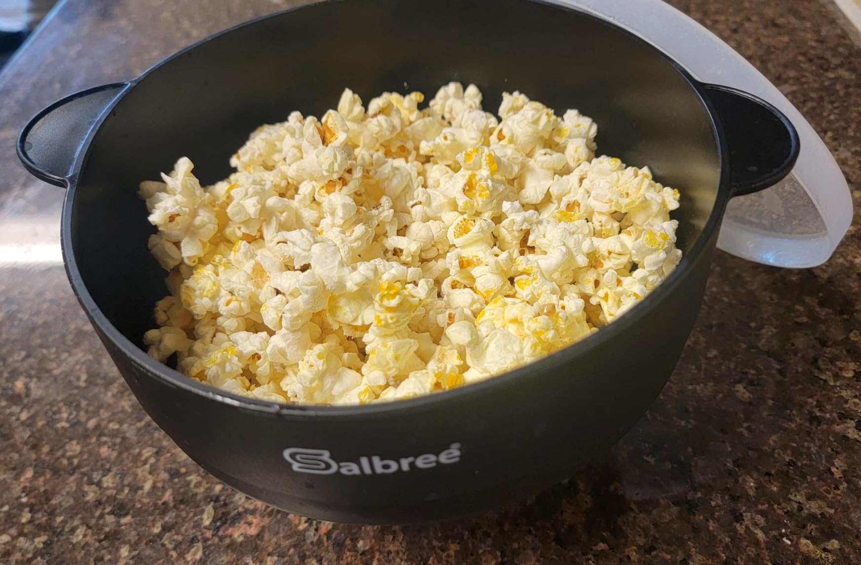 The Original Salbree Collapsible Silicone Microwave Popcorn Popper Maker Machine, Microwavable Bowl Holds 16 Cups, Uses Hot Air and Oil Always Optional - The Most Colors Available (Red) customer photo 2