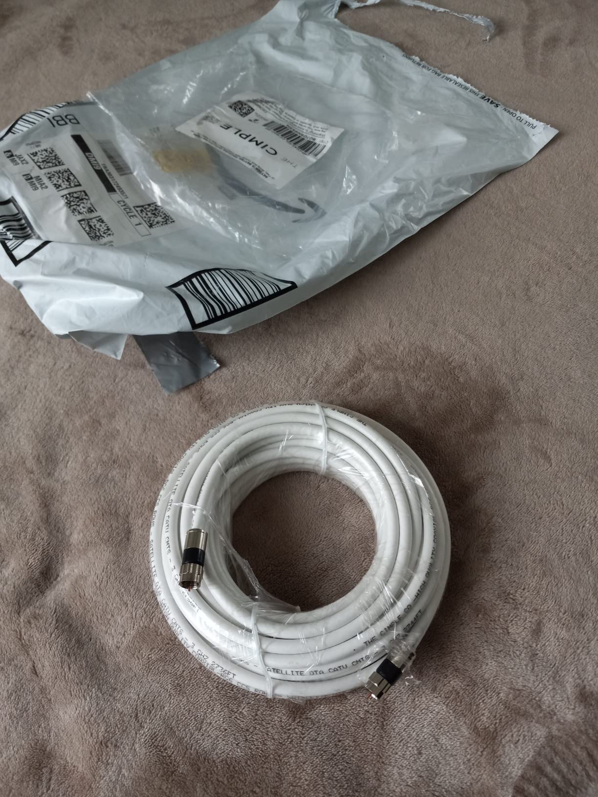 THE CIMPLE CO - RG6 Coaxial Cable 75 FT - RG6 Coax Cable for TVs, Antennas, Internet, CATV, Audio/Video - Dual Shielded Indoor/Outdoor Coax Wire 75 Feet (22 Meters), White customer photo 2