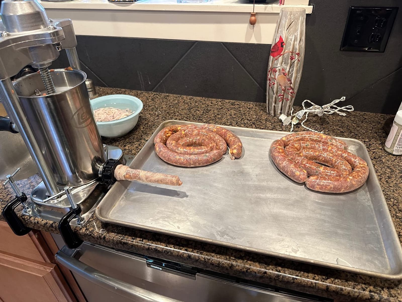 LEM Products MightyBite 5 lb Sausage Stuffer, Professional Design, Stainless Steel, Includes Clamps & Stuffing Tubes, Removable Cylinder, Air-Release Piston, Meat Stuffer Machine for Home Use customer photo 1