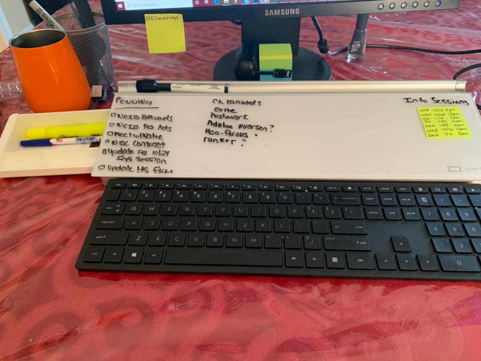 Quartet Glass Dry Erase White Board, Desktop Computer Pad for Notetaking, 18