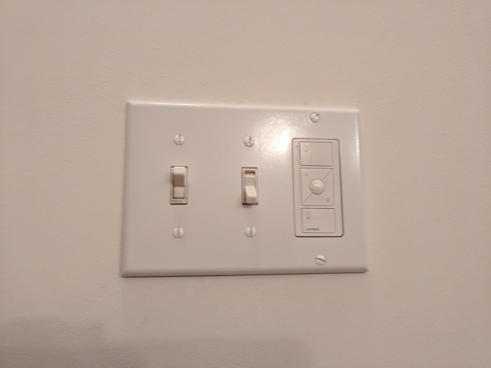 Lutron Caseta Deluxe Smart Dimmer Starter Kit; 2 Smart Dimmers, Hub & More | Full home lighting control system that works with Alexa, Google, Homekit and more, No neutral required. P-BDG-PKG2W-A, White customer photo 1
