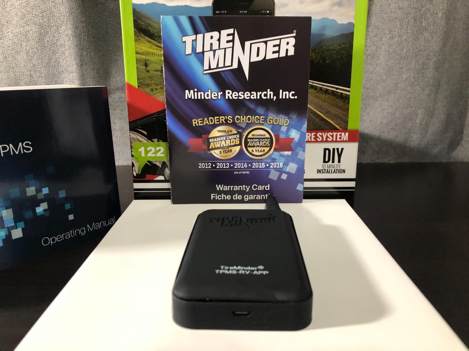 TireMinder Smart TPMS with 4 Transmitters for RVs, MotorHomes, 5th Wheels, Motor Coaches and Trailers | Monitors up to 22 tires, 0-232 PSI, pressure and temperature readings via iPhone or Android app, includes signal booster customer photo 1