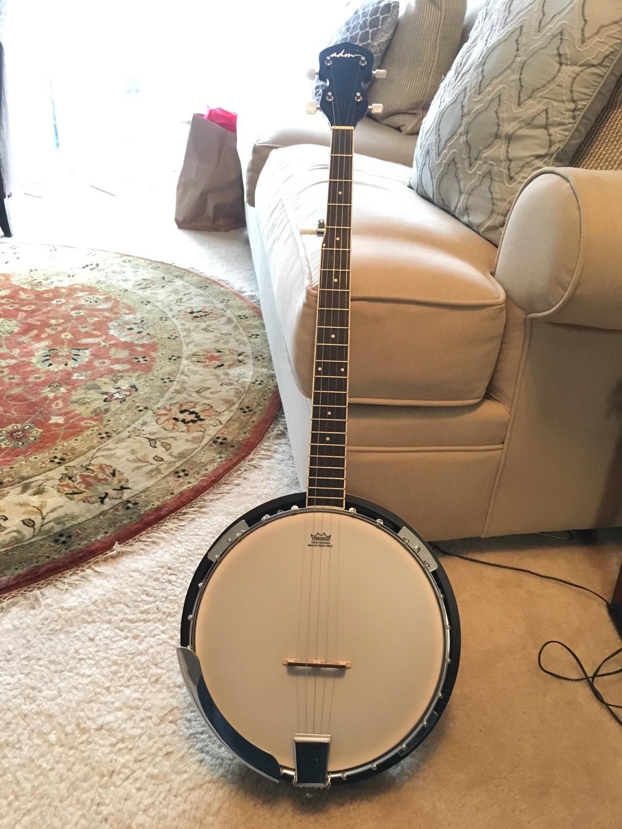 ADM Banjo 5 String Full Size Banjoe Set, 38 Inch Beginner Banjo Kit with Resonator, Remo Drum Head, Open or Closed Back, Gift Package Free Lessons Starter Accessories for Adults Teenager, Brown customer photo 2