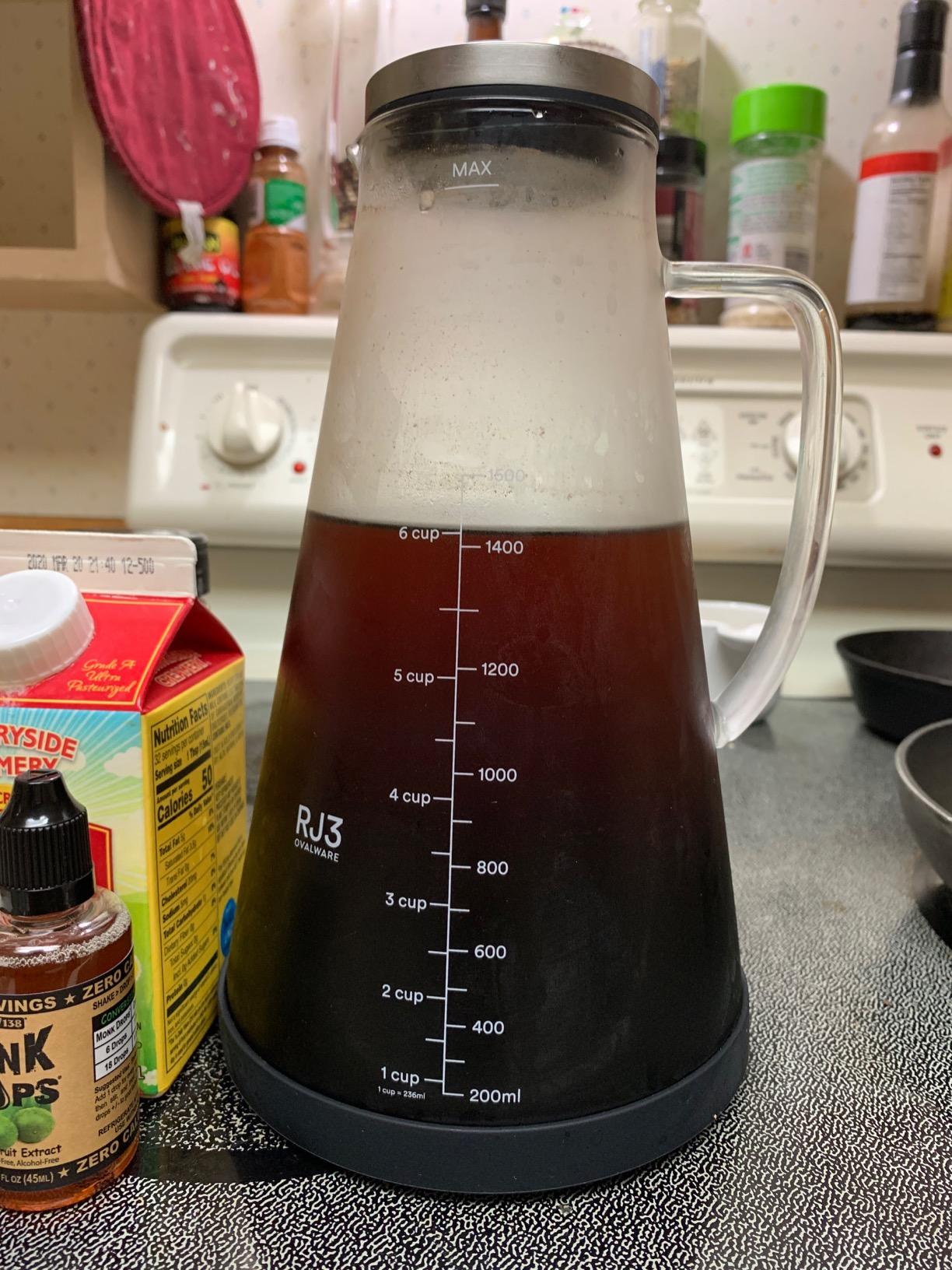 OVALWARE Airtight Cold Brew Coffee Maker with Tea Infuser & Spout 1.5L/51oz | Borosilicate Cold Brew Coffee & Iced Tea Maker with Removable Strainer & Spout | Ideal for Home Baristas & Tea Enthusiasts customer photo 2