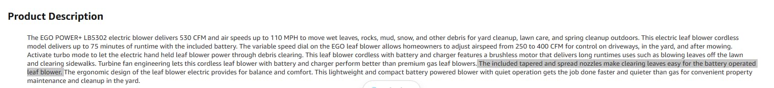 EGO POWER+ Cordless Electric Leaf Blower, 530 CFM, With Battery - LB5302 customer photo 1