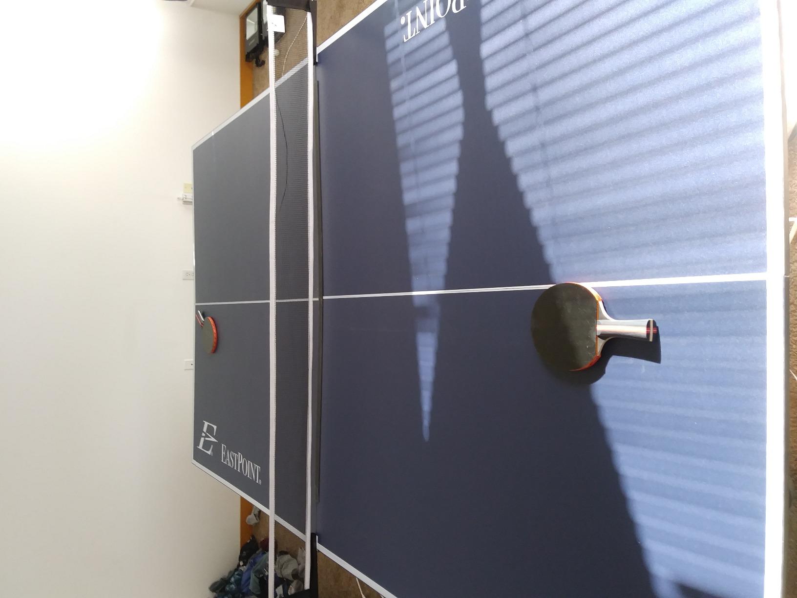 EastPoint Foldable Ping Pong Table Topper, Table Tennis, 9 ft x 5 ft, Blue - Table Tennis Set, Engineered Wood Top, Net, Posts & Foam Pads, Zero Assembly, Folds for Storage, Ping Pong Conversion Top customer photo 1