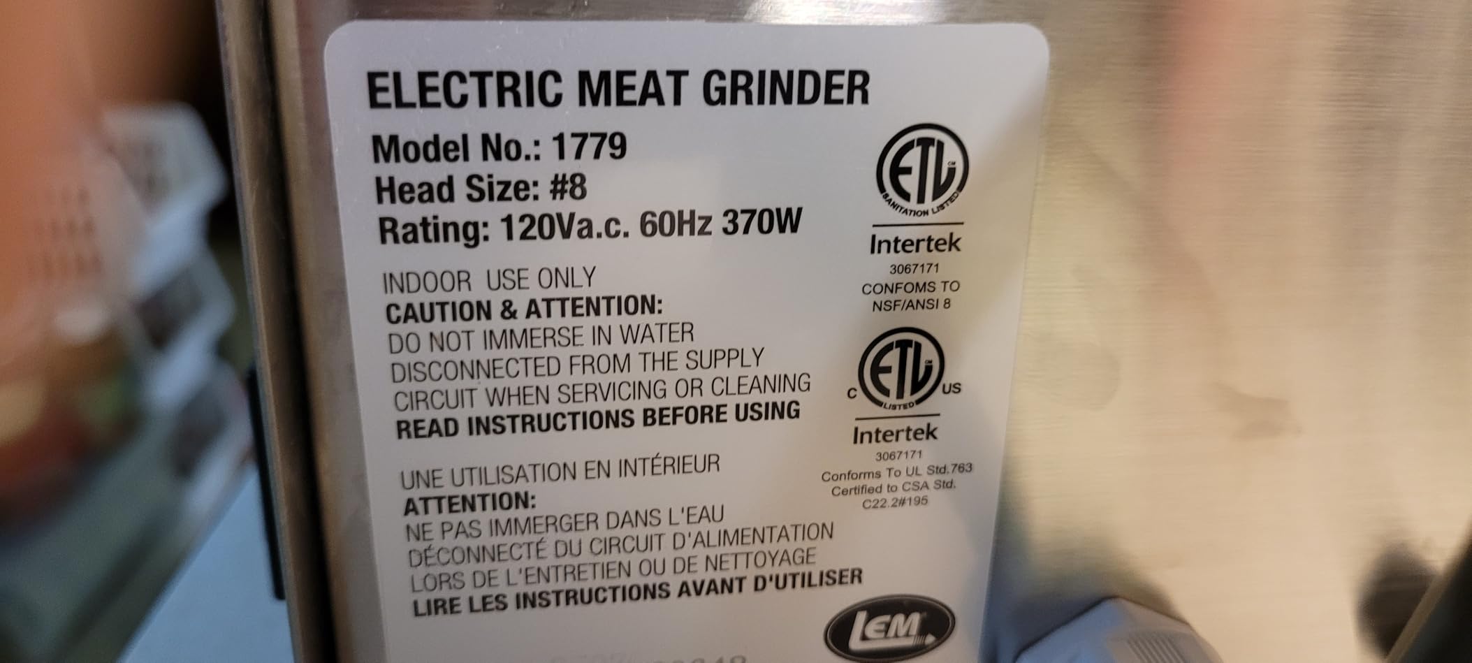 LEM Products BigBite #8 Meat Grinder, Electric Meat Grinder | Kitchen Appliance for Home Use, Heavy-Duty Food Processor for Grinding and Sausage Stuffing, 0.5 HP, Stainless Steel customer photo 1