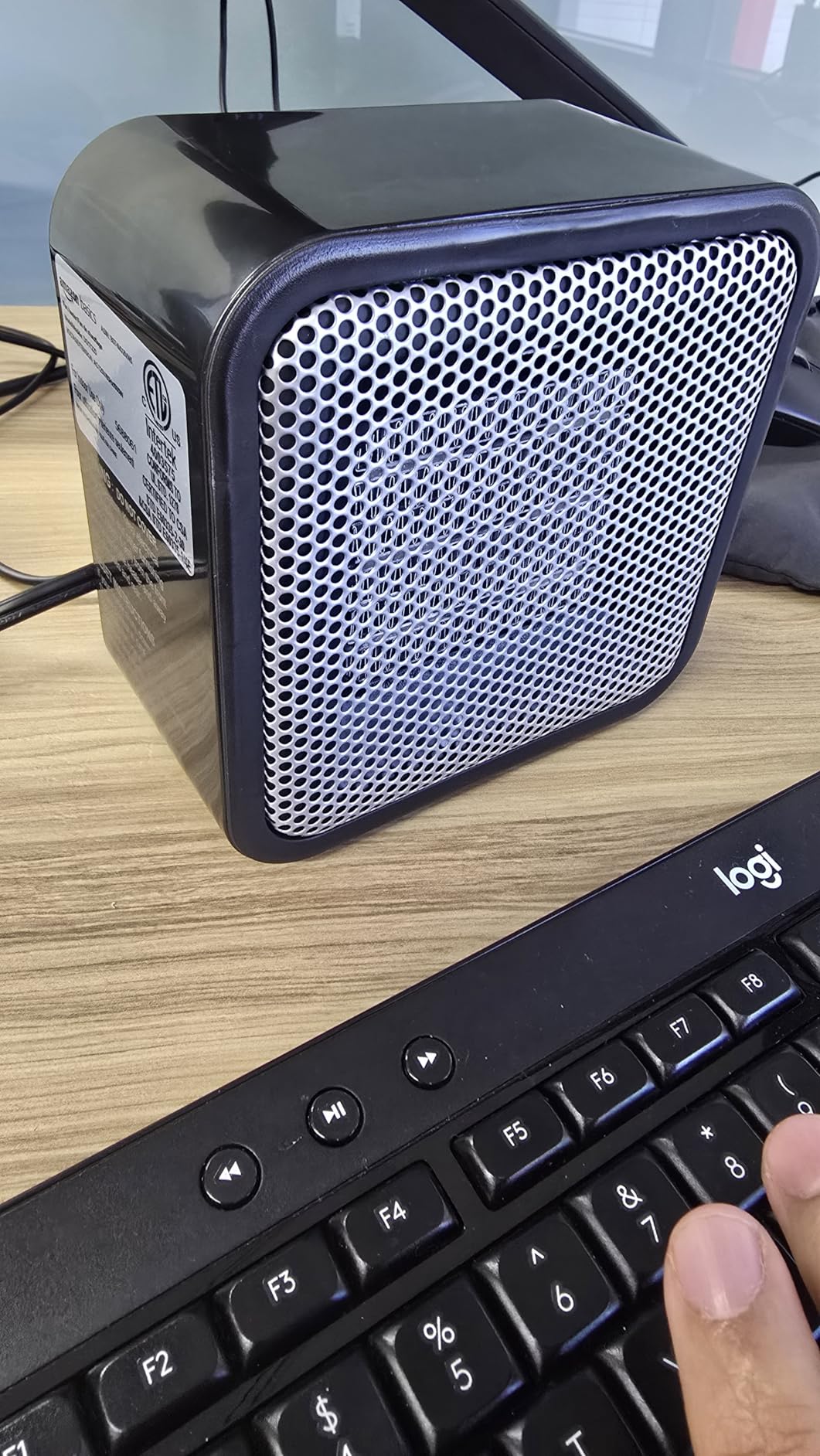 Amazon Basics Ceramic Portable Mini Space Heater for Office Desk, Indoor Use, Fast Heating, Energy Efficient, 500W, With Tip-Over Protection, Lightweight 1.4 lbs, Black, 5.87