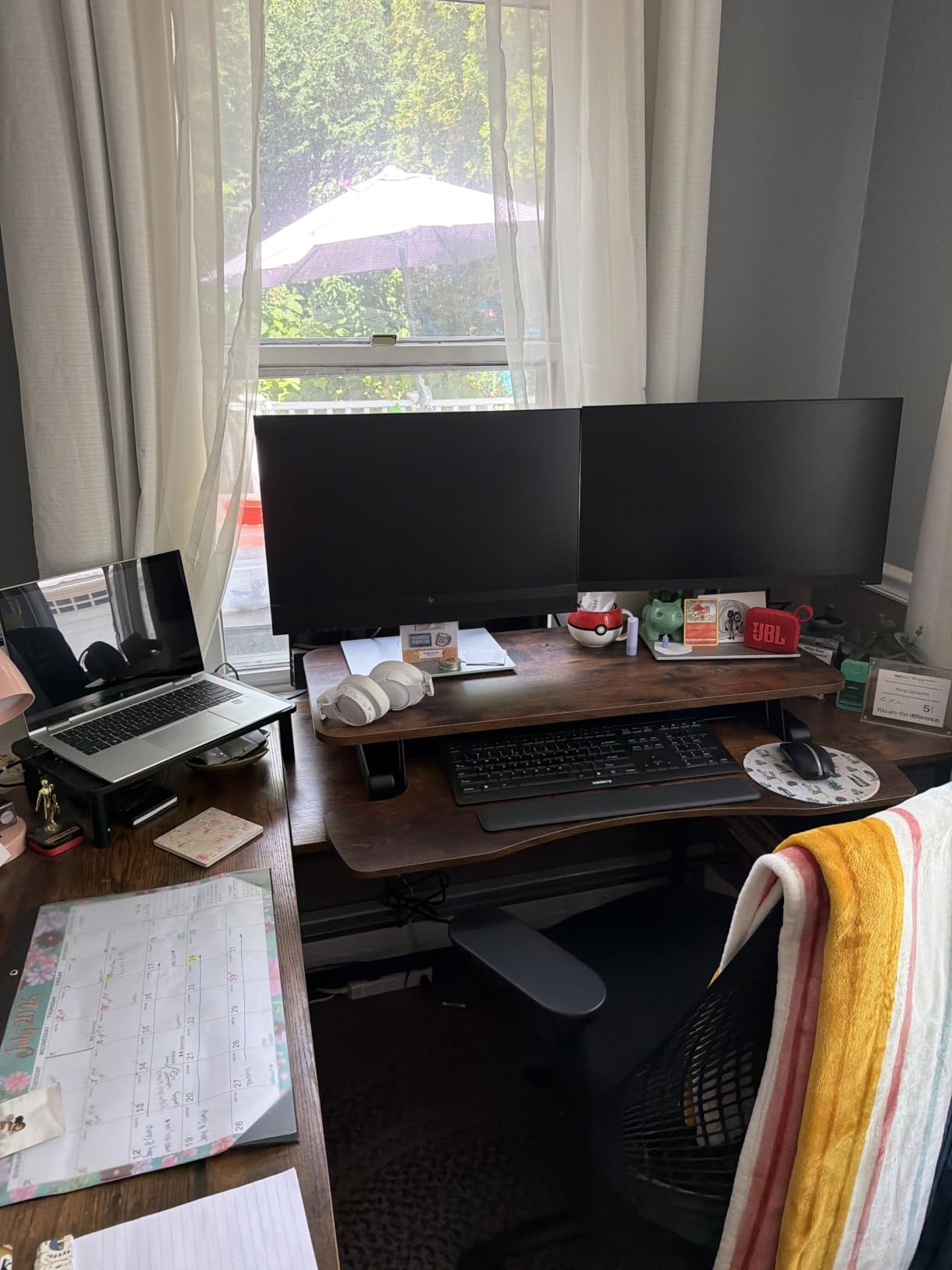 VIVO 32 inch Desk Converter, K Series, Height Adjustable Sit to Stand Riser, Dual Monitor and Laptop Workstation with Wide Keyboard Tray, Black, DESK-V000K customer photo 1