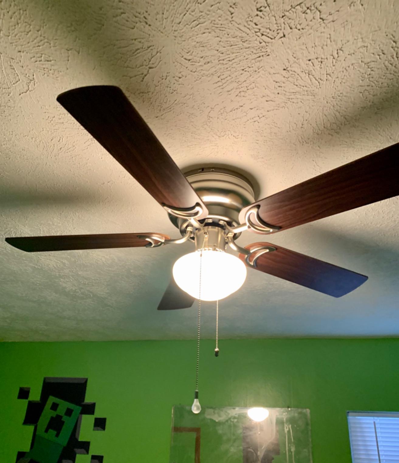 Prominence Home Alvina 42 Inch Traditional Flush Mount Ceiling Fan with Light, Pull Chain, Dual Finish Blades, Reversible Motor, Brushed Nickel customer photo 1