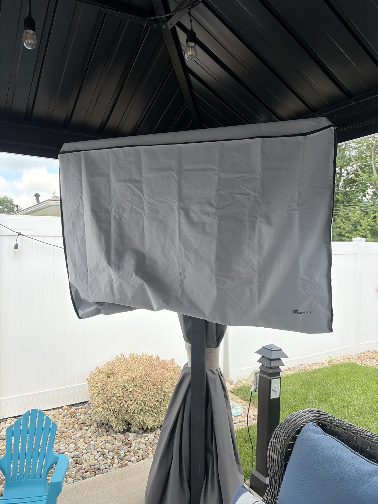 Garnetics Outdoor TV Cover 65 Inch Waterproof Weatherproof - Heavy Duty 600D TV Cover for Outside 65, Outdoor TV Enclosure with Bottom & Remote Pocket, Fits 60-65 Inch Flat Screen TV customer photo 2