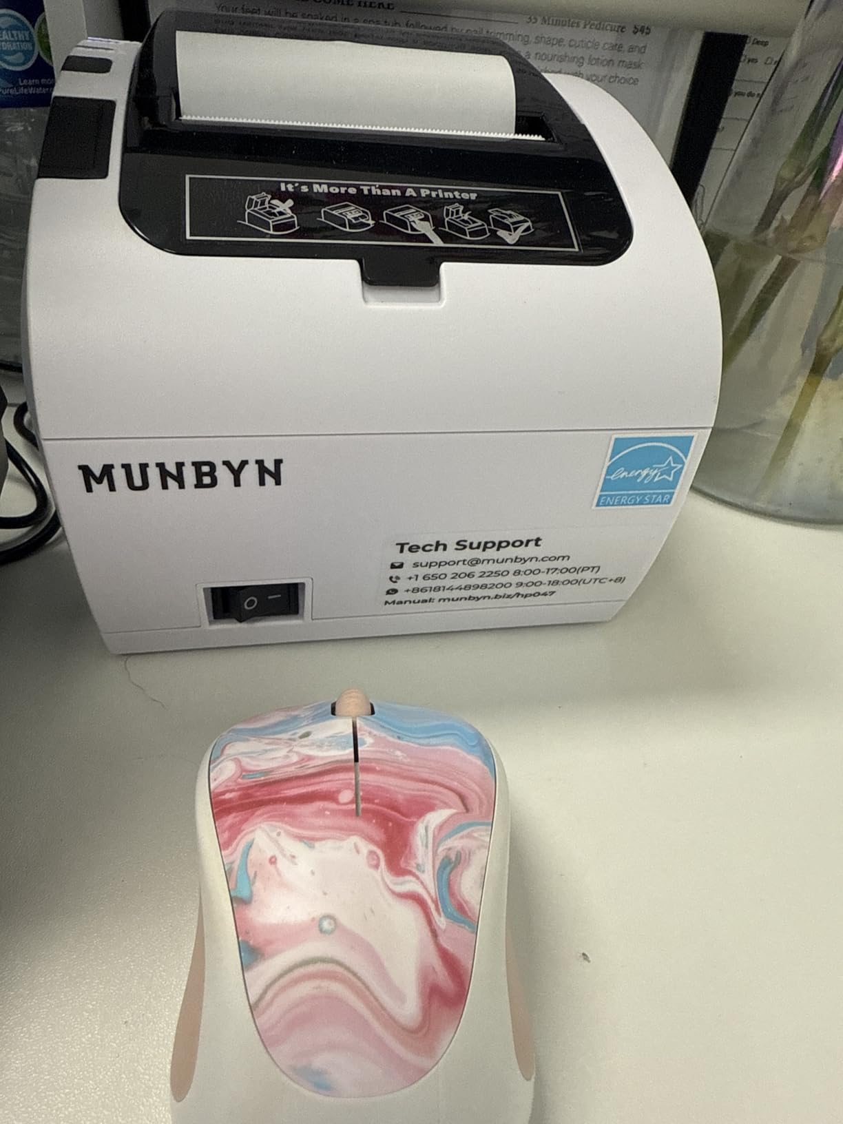 MUNBYN POS Printer, Receipt Printer USB Ethernet 80MM Thermal Printer P047, Impresora térmica, Black Supermarket POS Kitchen Printer with Auto Cutter Support Cash Drawer ESC/POS Windows System | Compatible with Windows Mac Chromebook Linux and cash drawer, high-speed auto-cutter with wall mount and ESC POS(Black) customer photo 1