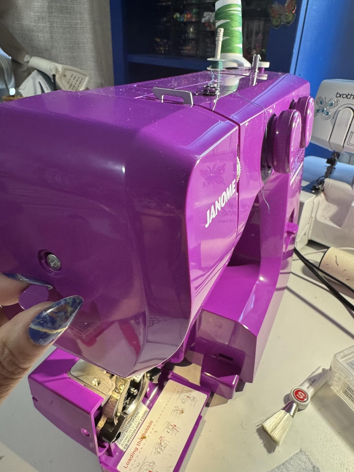 Janome Blue Couture Easy-to-Use Sewing Machine with Interior Metal Frame, Bobbin Diagram, Tutorial Videos customer photo 1